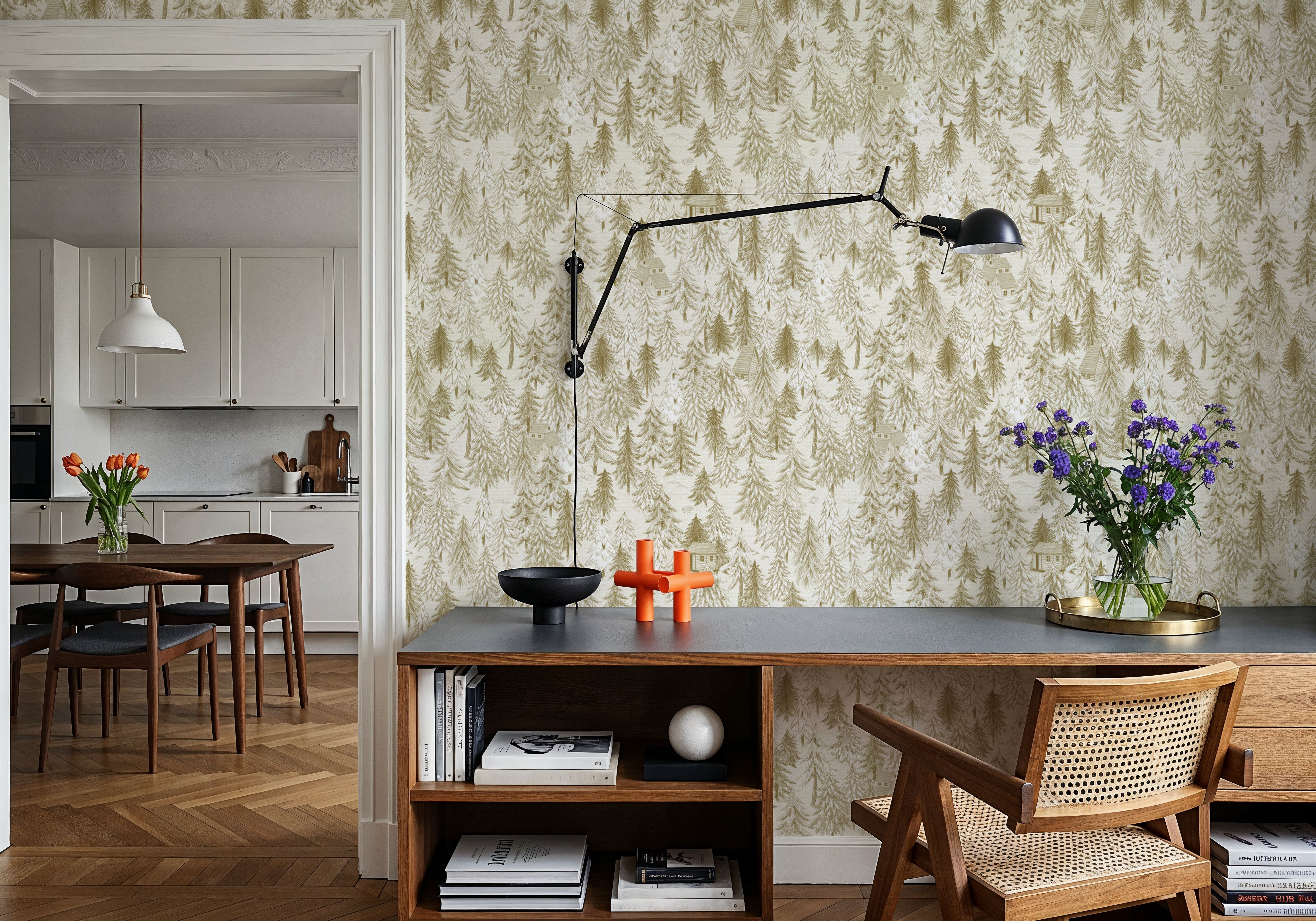 Forest Cabins, Dijon, Wallpaper