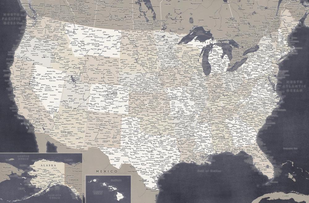 US Map Detailed - Glynn