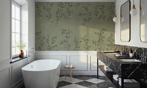 Rambling Rose, Ivory on Jade