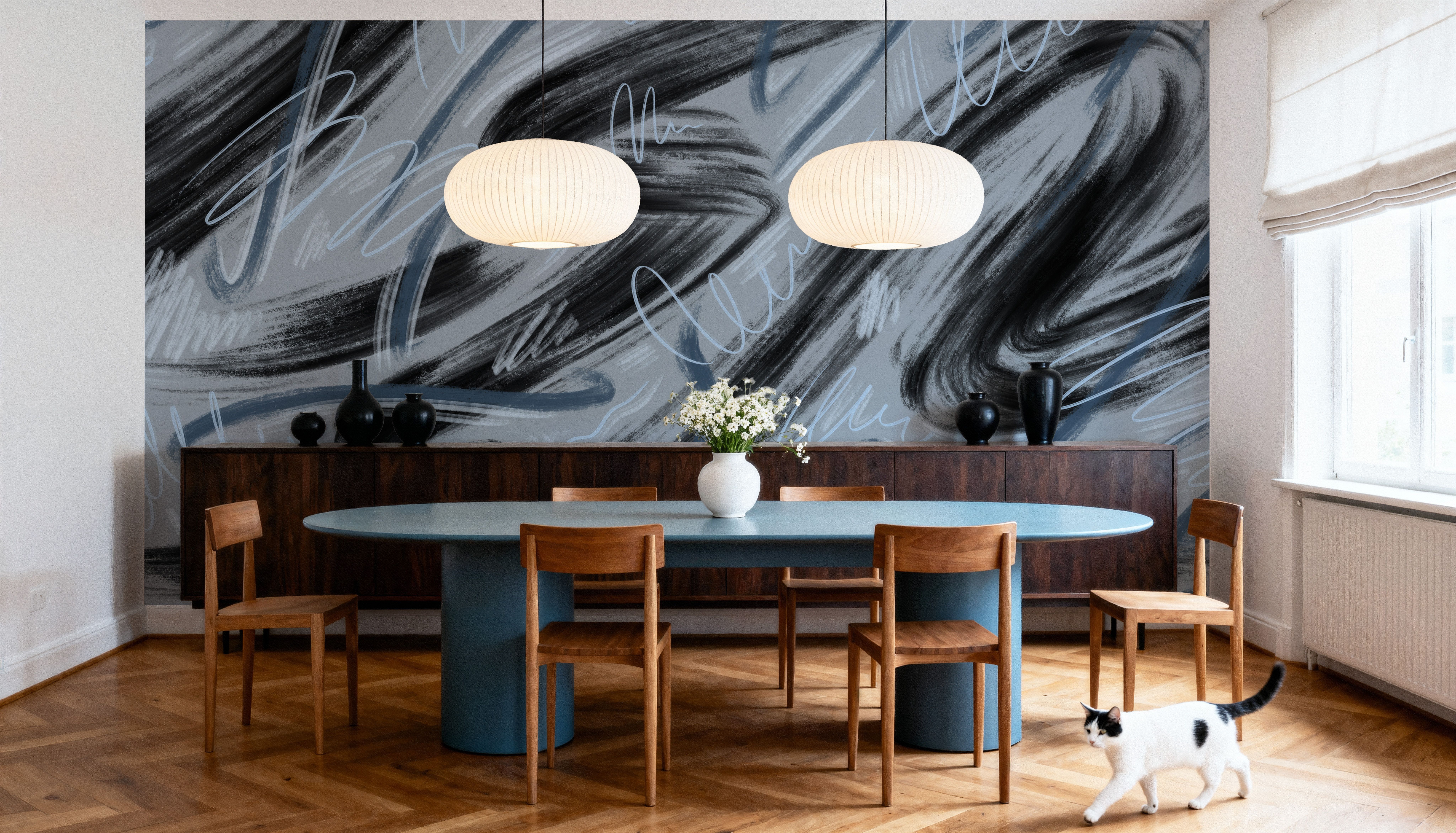 Scribble Flow, Denim Blue