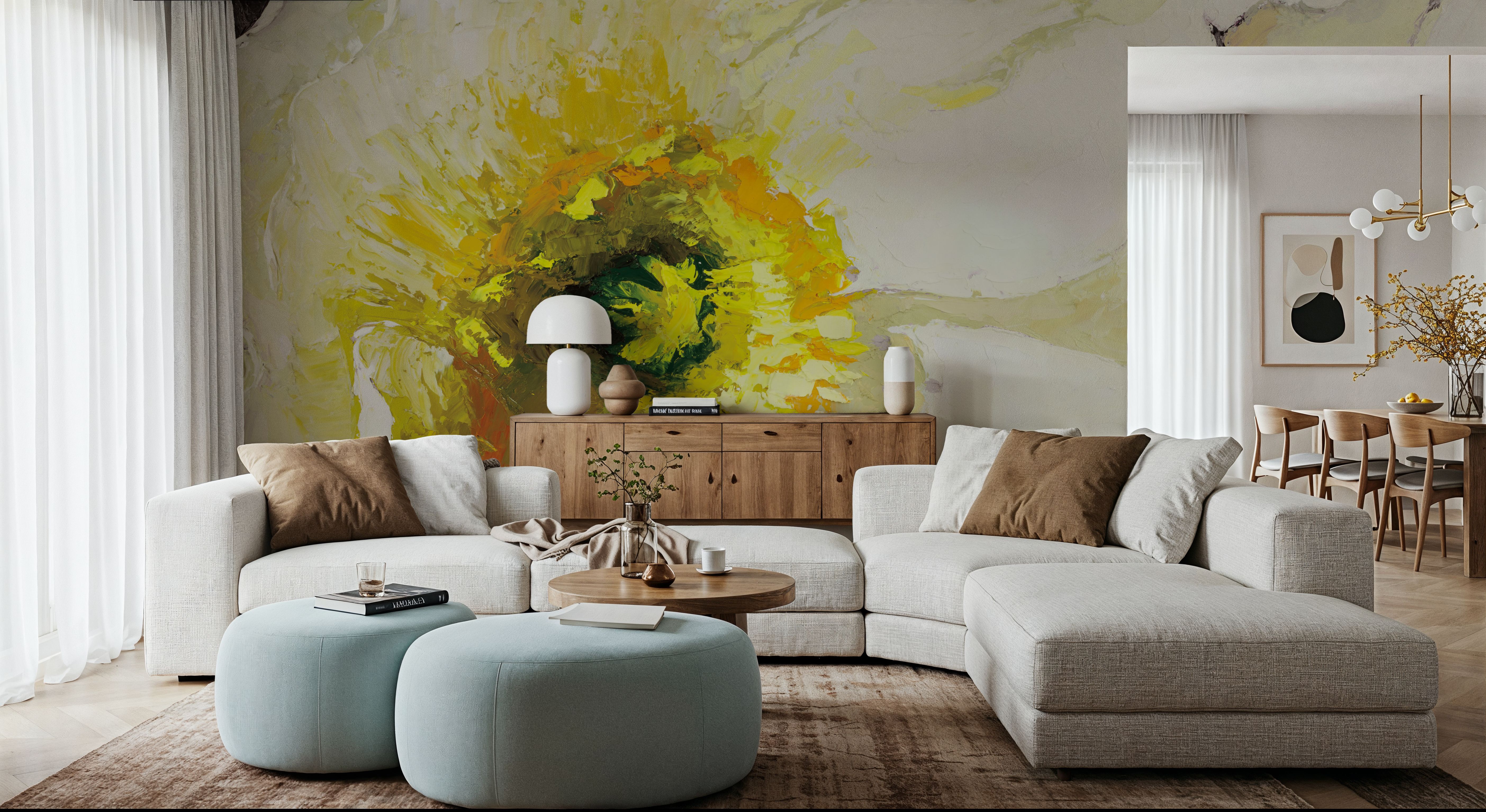 White Poppies Up Close Neutral