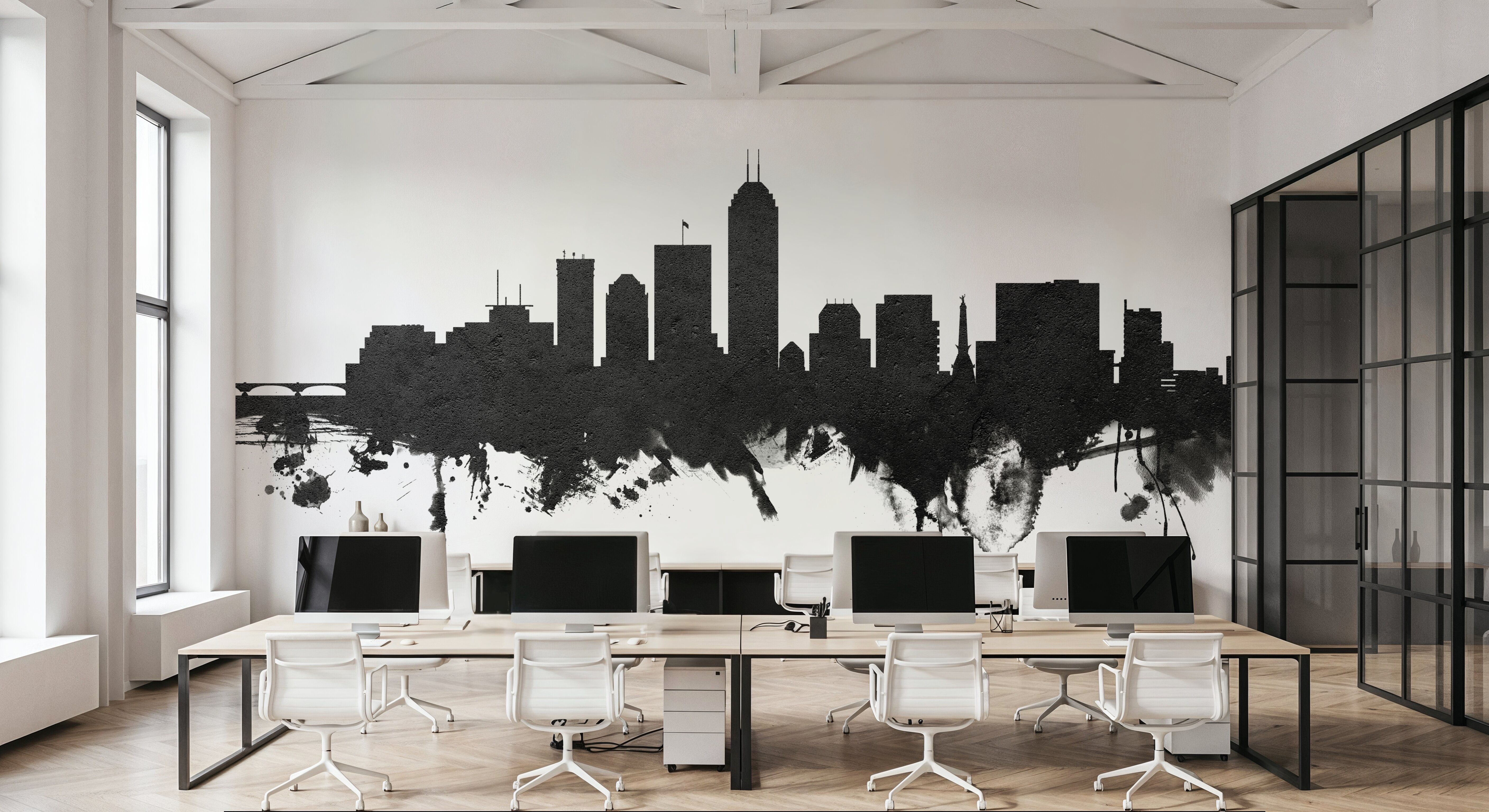 Indianapolis Indiana Skyline Black & White