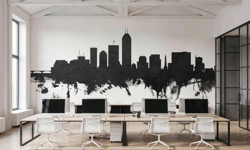 Indianapolis Indiana Skyline Black & White