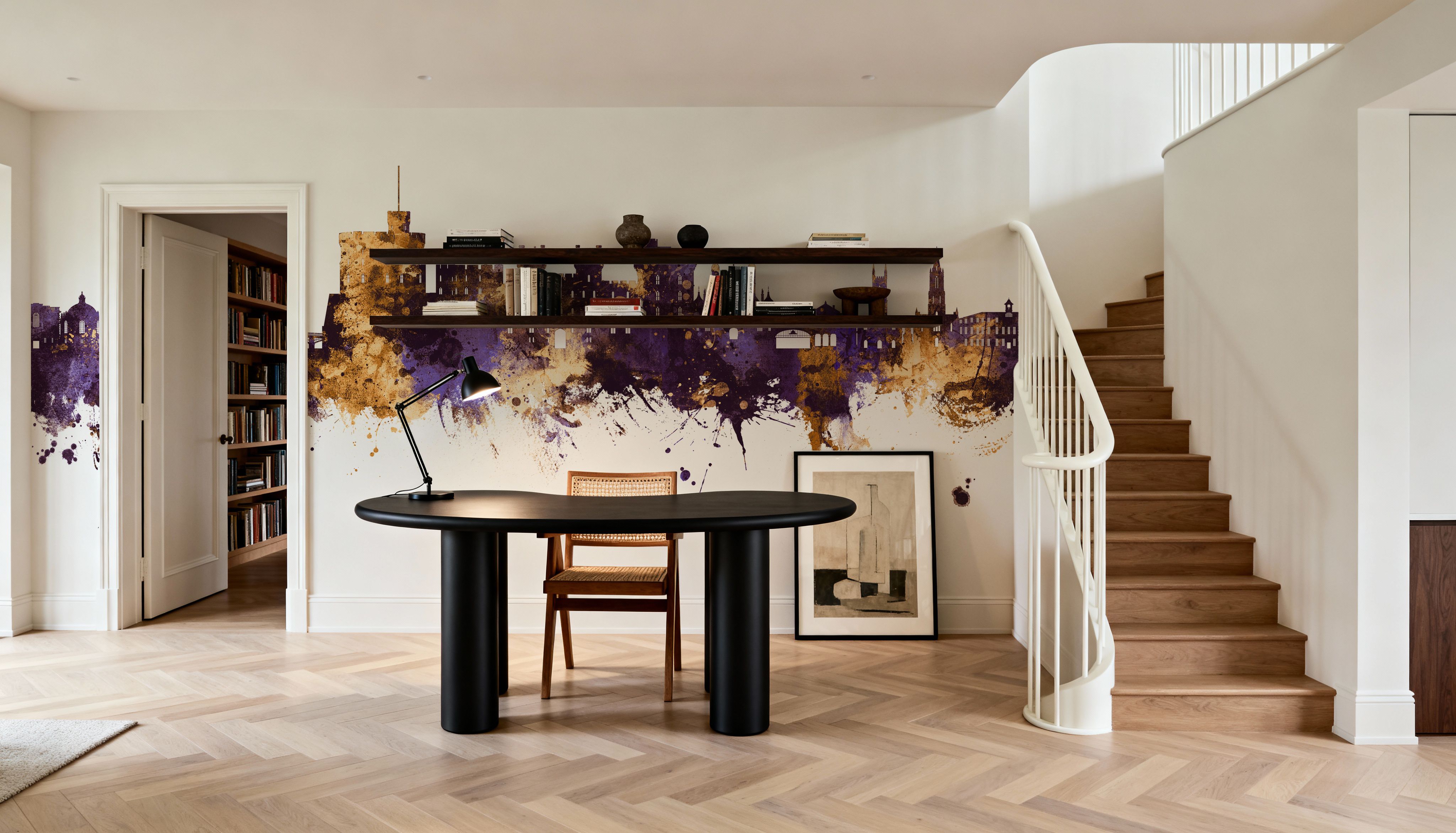 Windsor England Skyline Purple & Gold