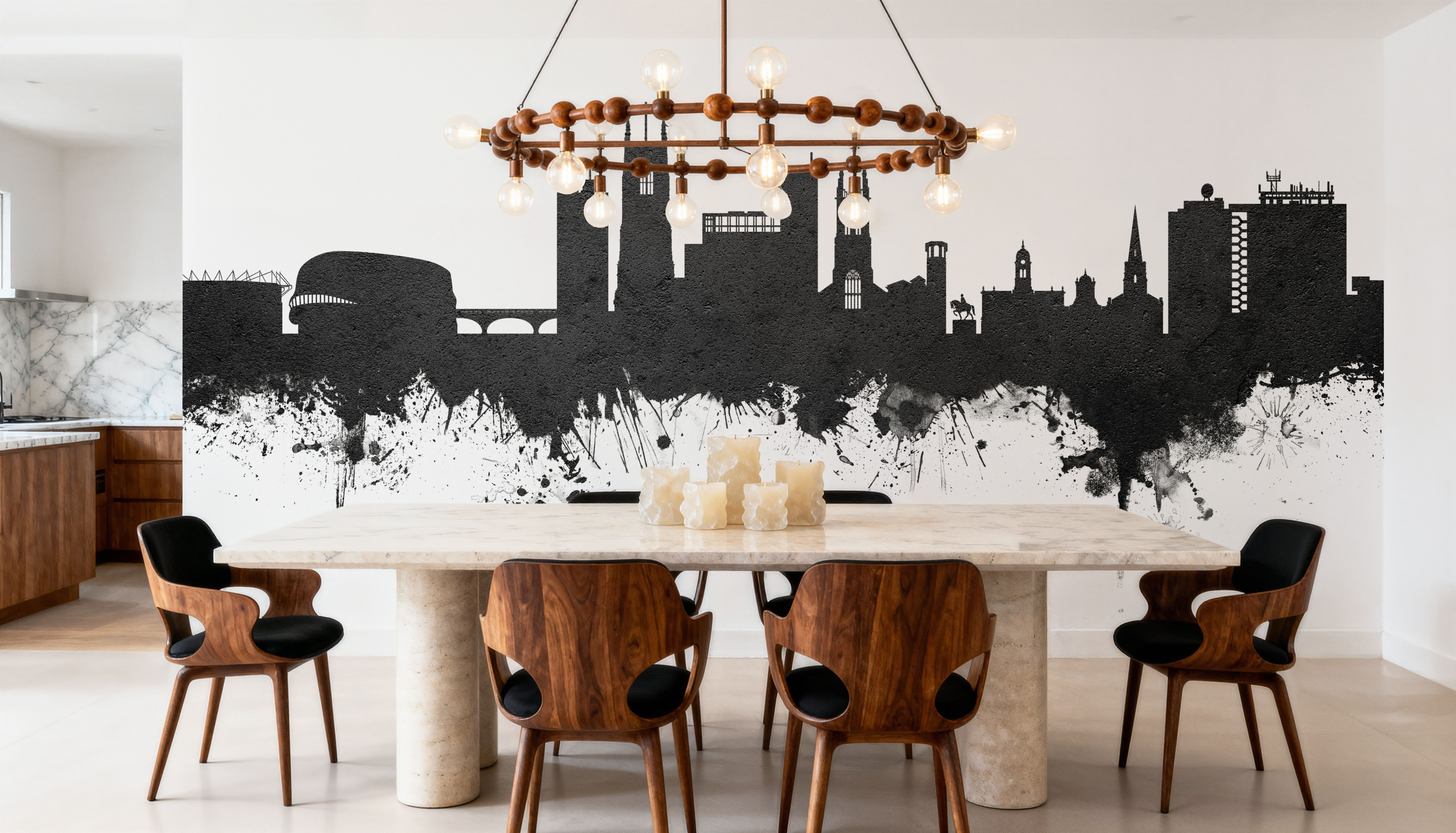 Derby England Skyline Black & White 