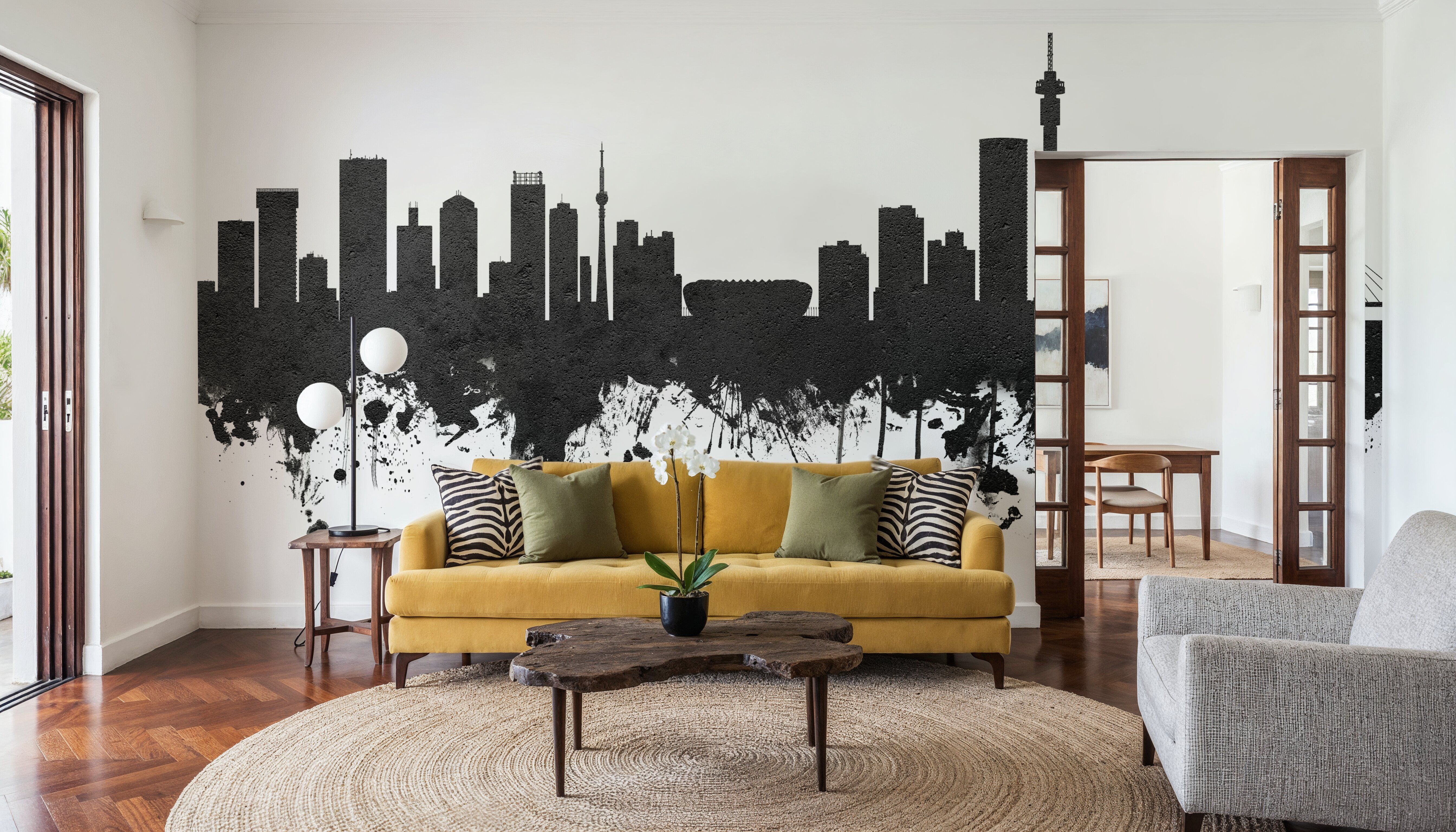 Johannesburg South Africa Skyline Black & White