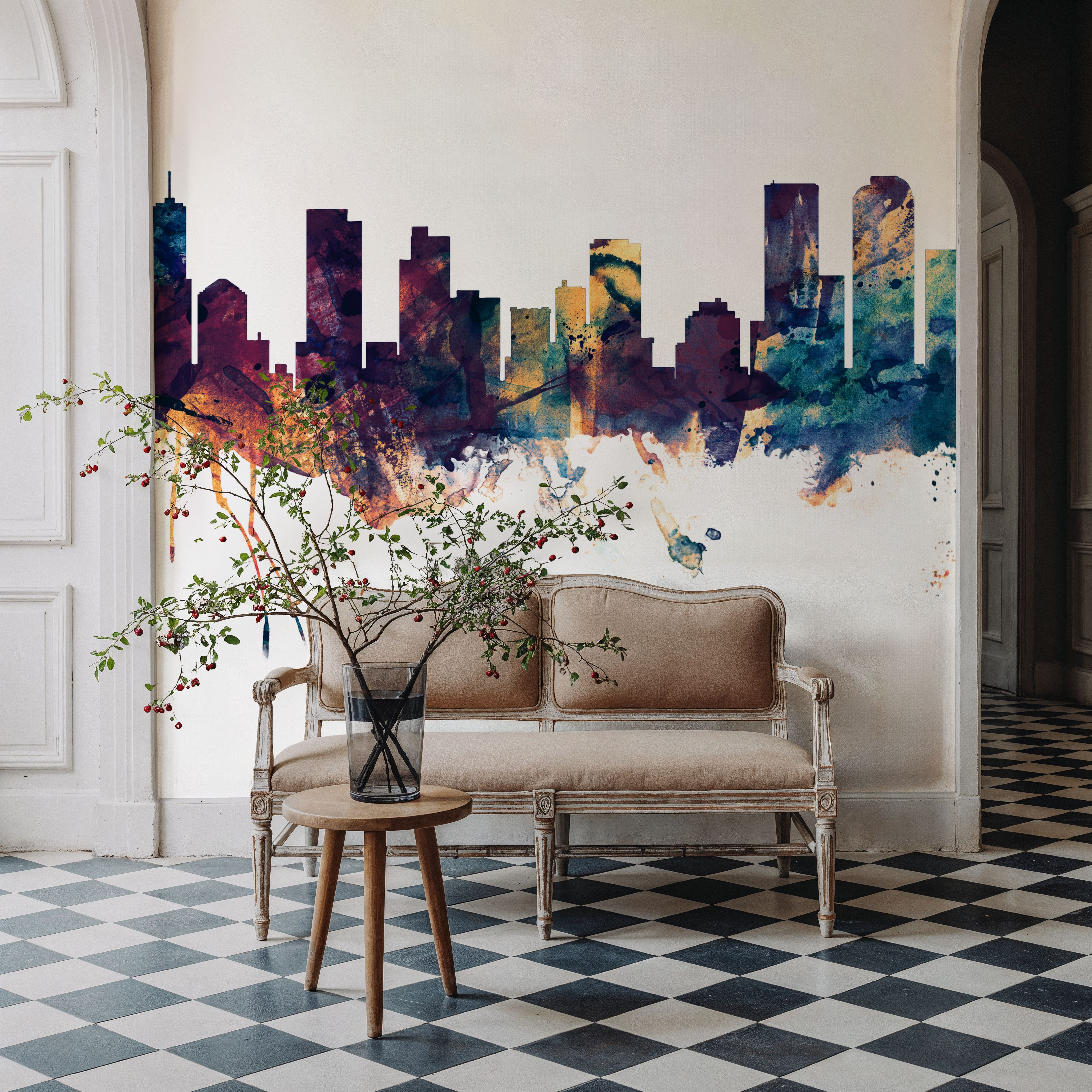 Denver Skyline Blue & Bronze