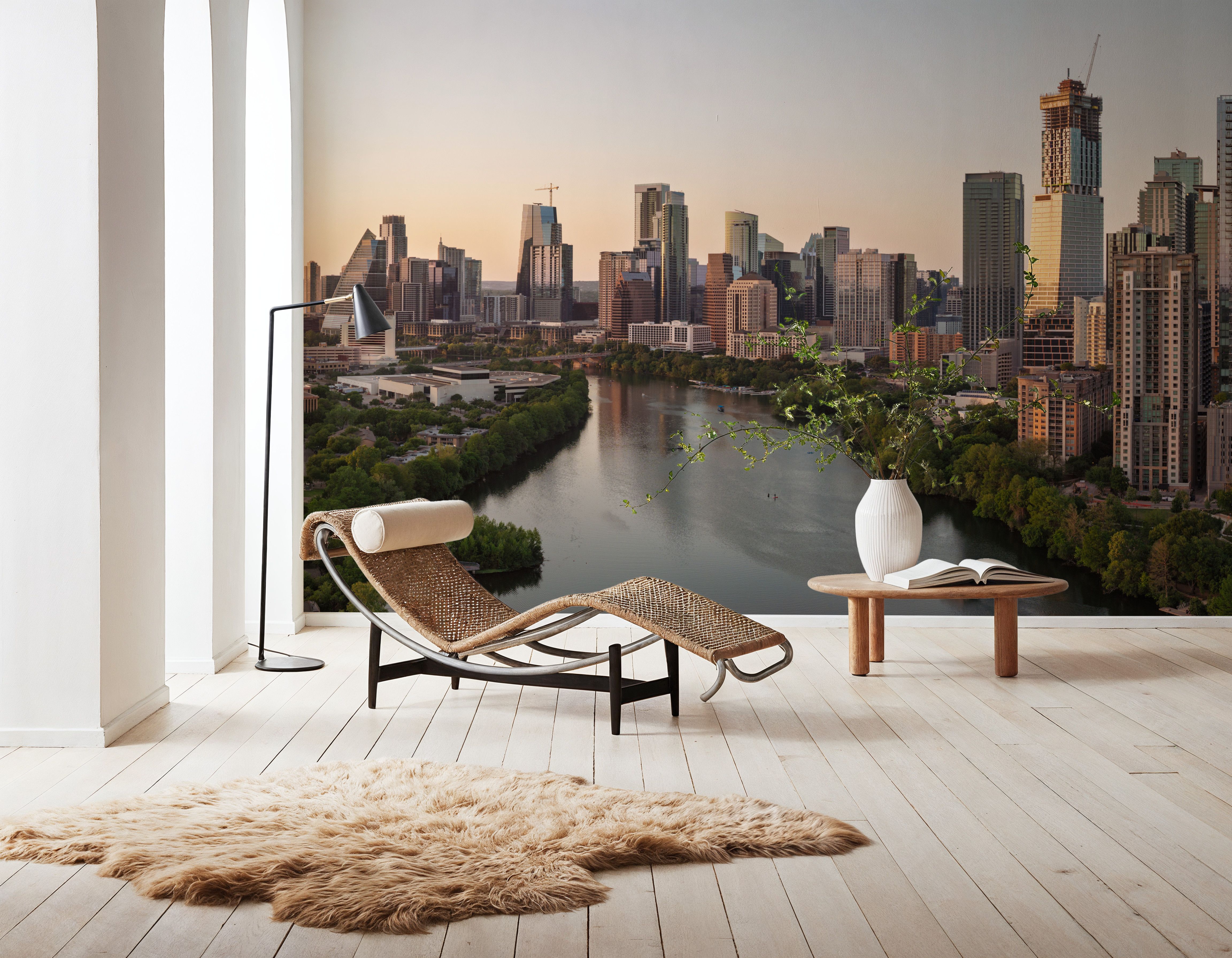 Riverside Skyscrapers Golden Metropolis