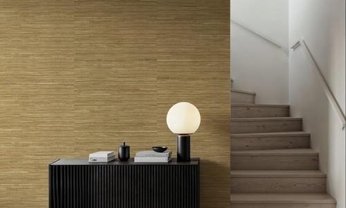 Faux Grasscloth with Visible Seams, Ochre