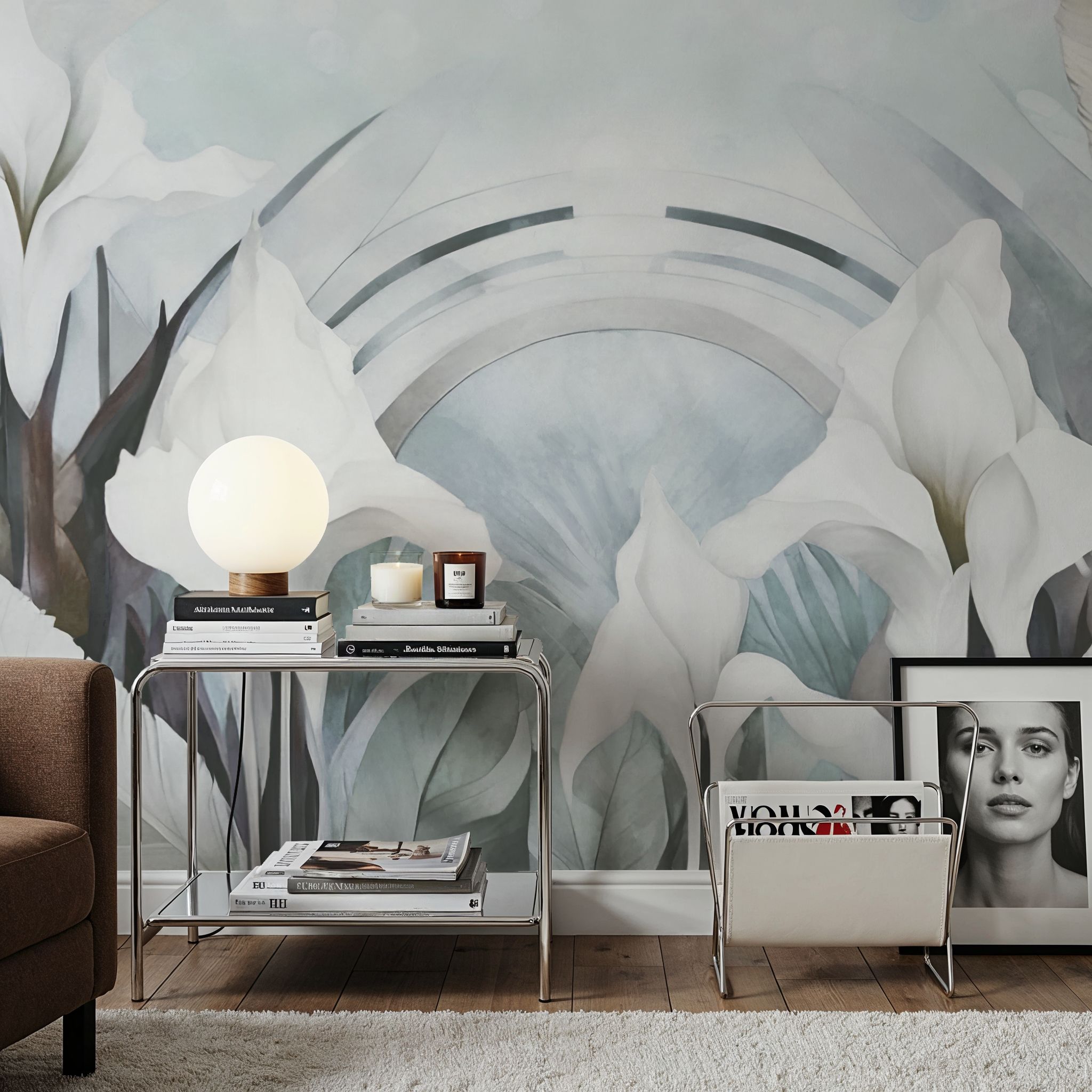 Irises and Feathers Mixed Blue