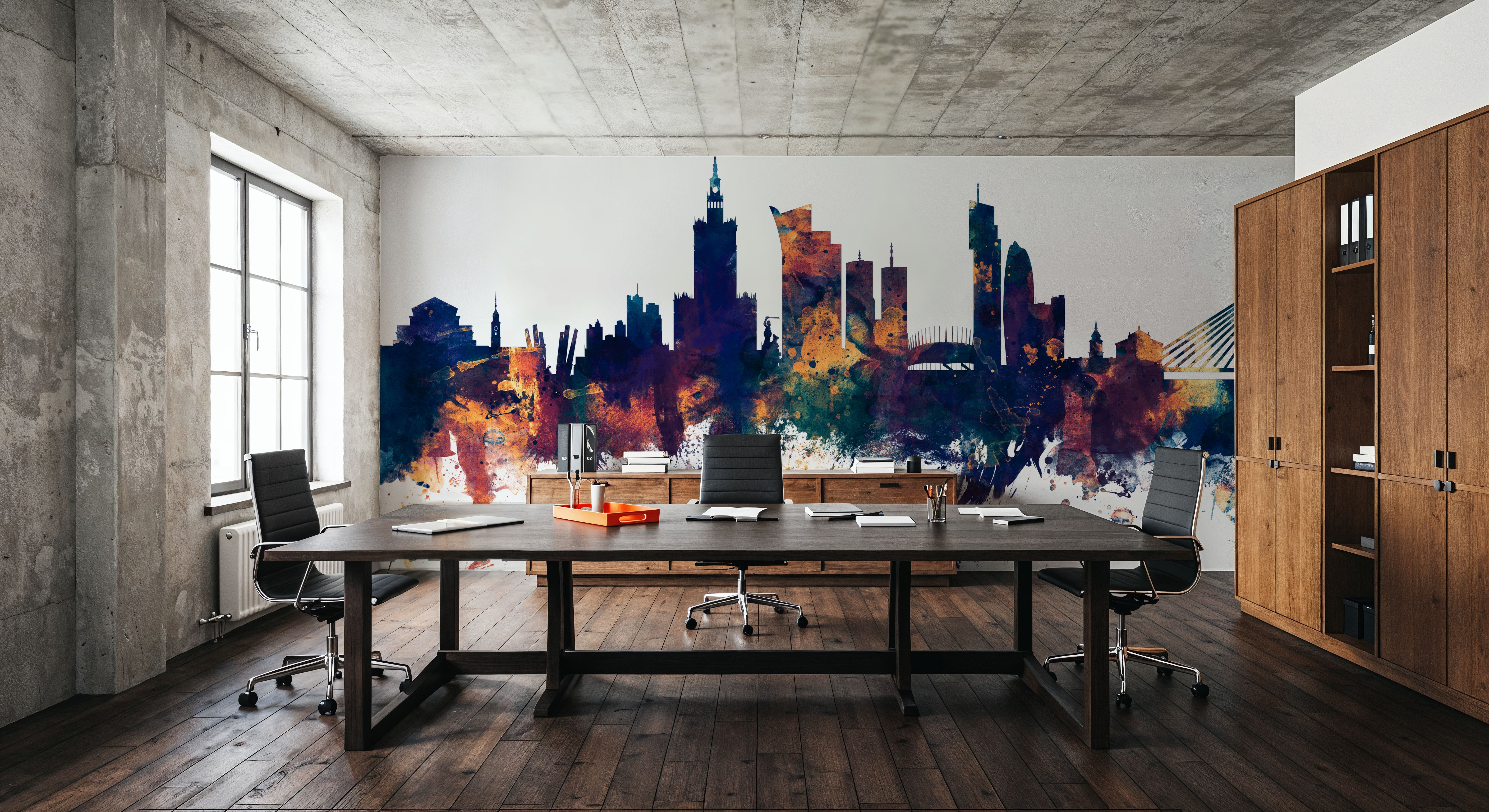 Warsaw Poland Skyline Blue & Bronze