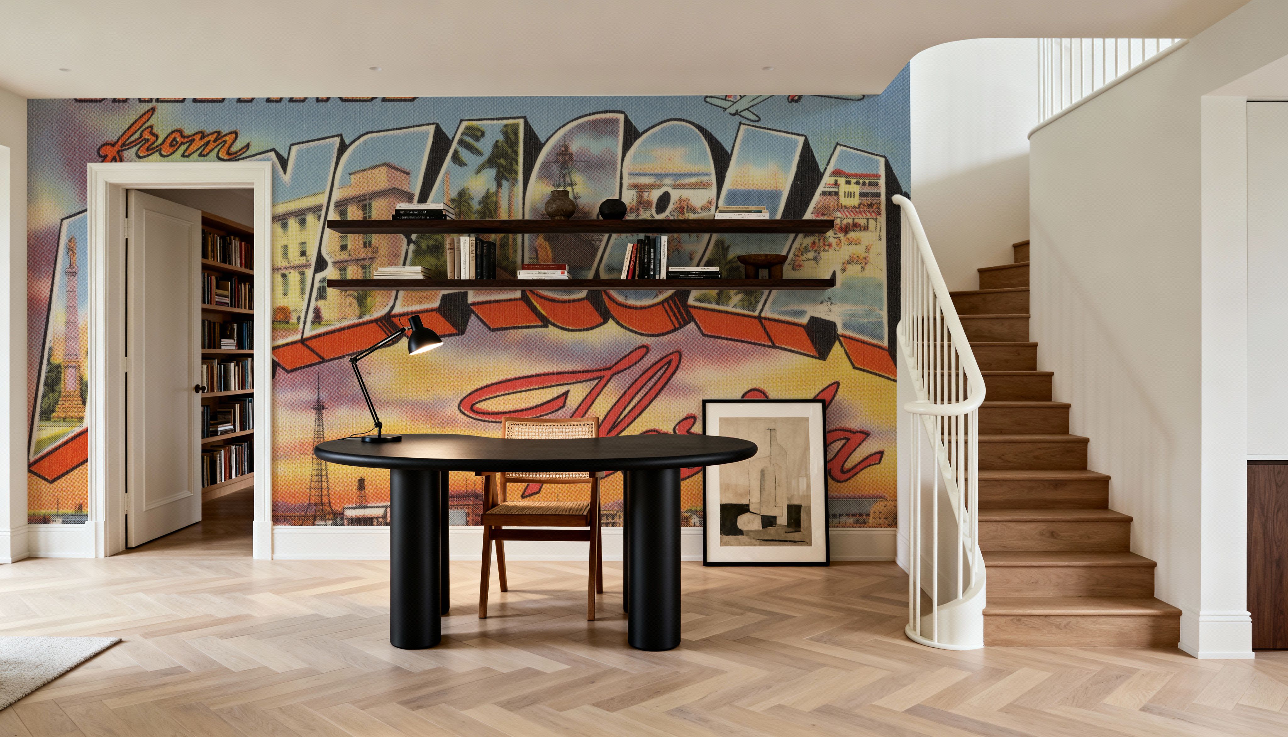 Greetings from Pensacola - Screenprint Postcard, Wallpaper