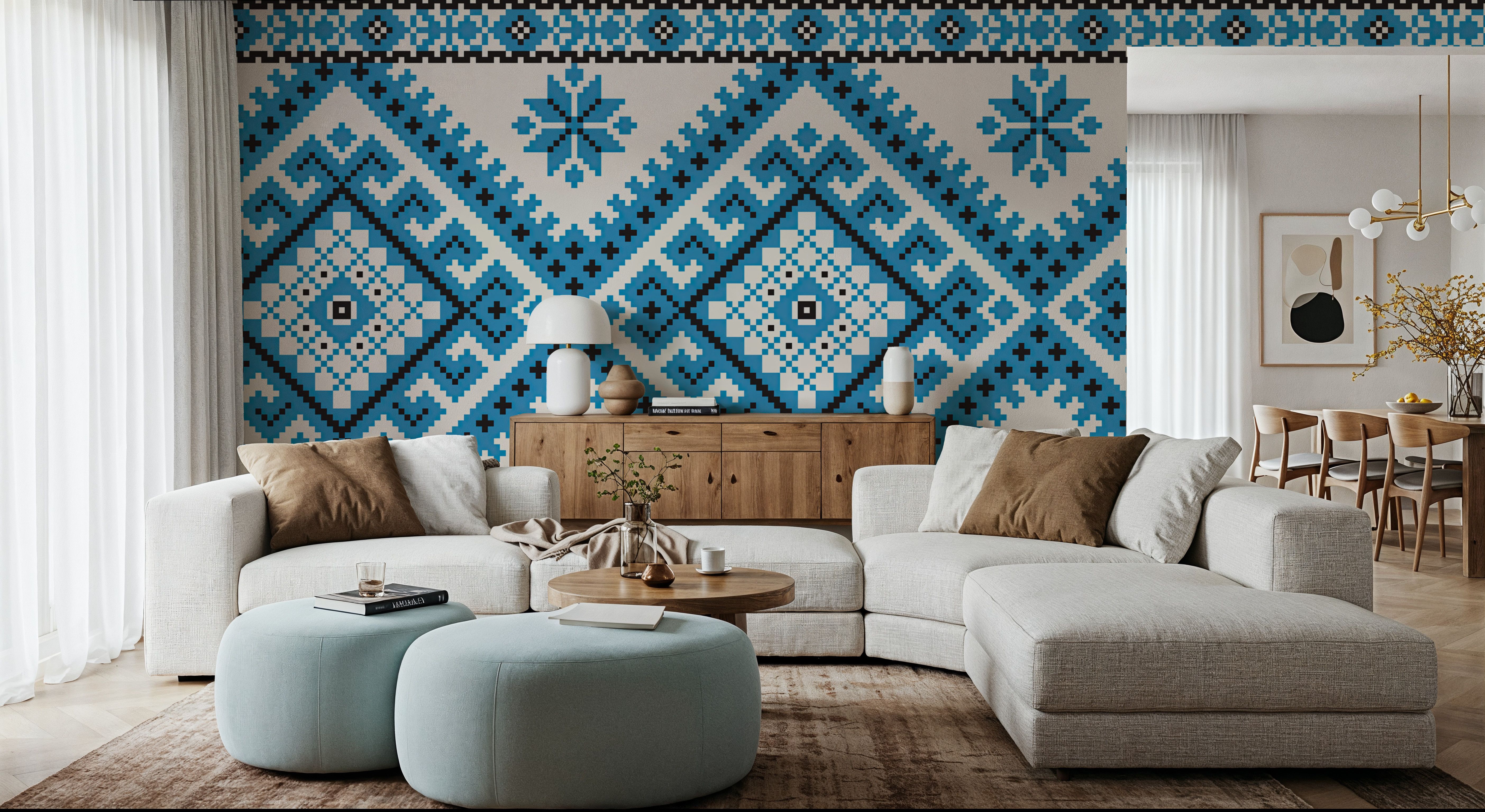 Pixel Embroidery Blue