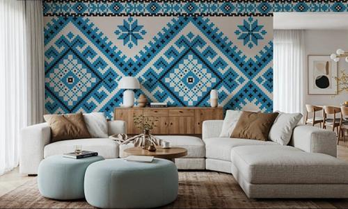 Pixel Embroidery Blue