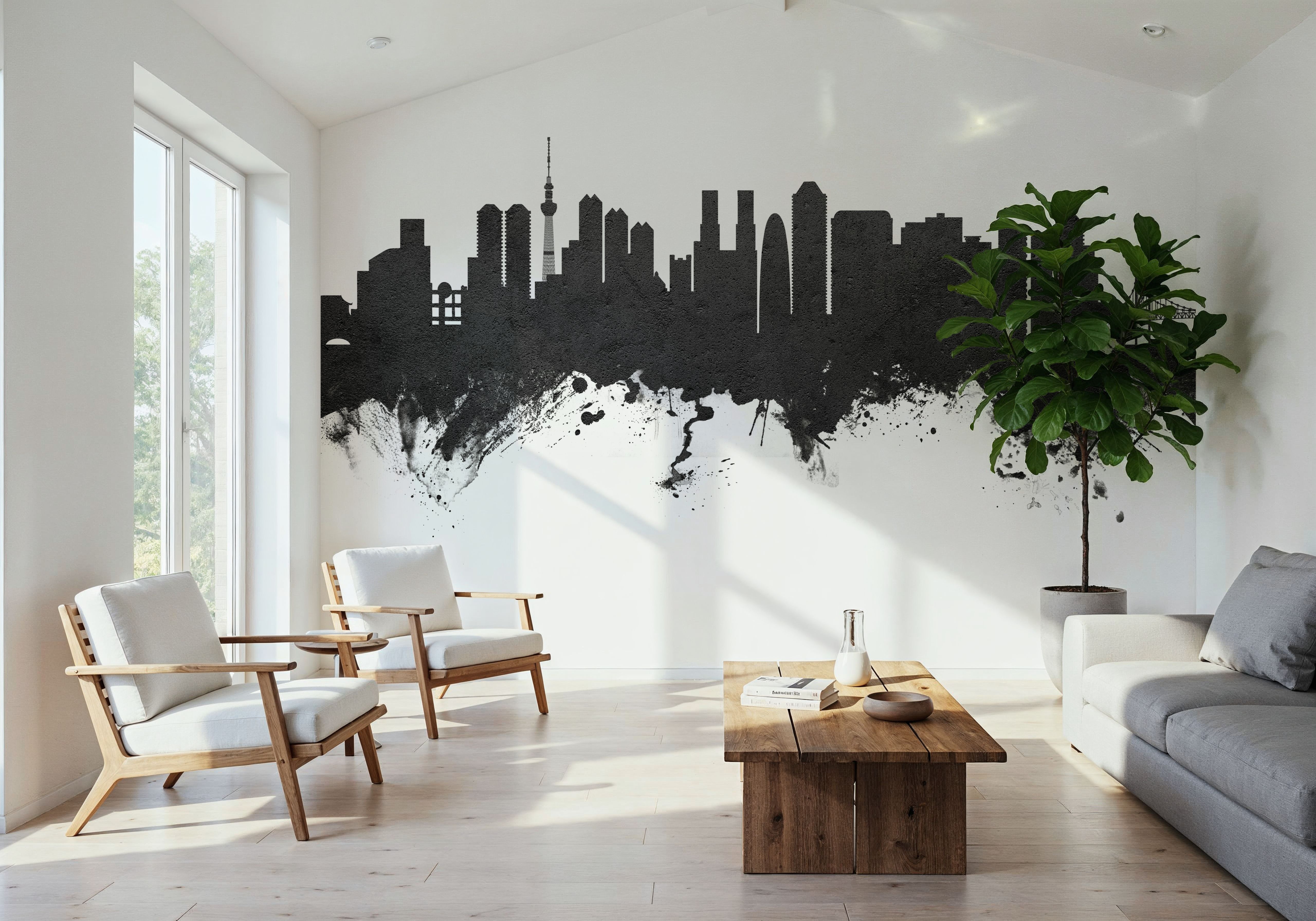 Tokyo Japan Skyline Black & White, Wallpaper