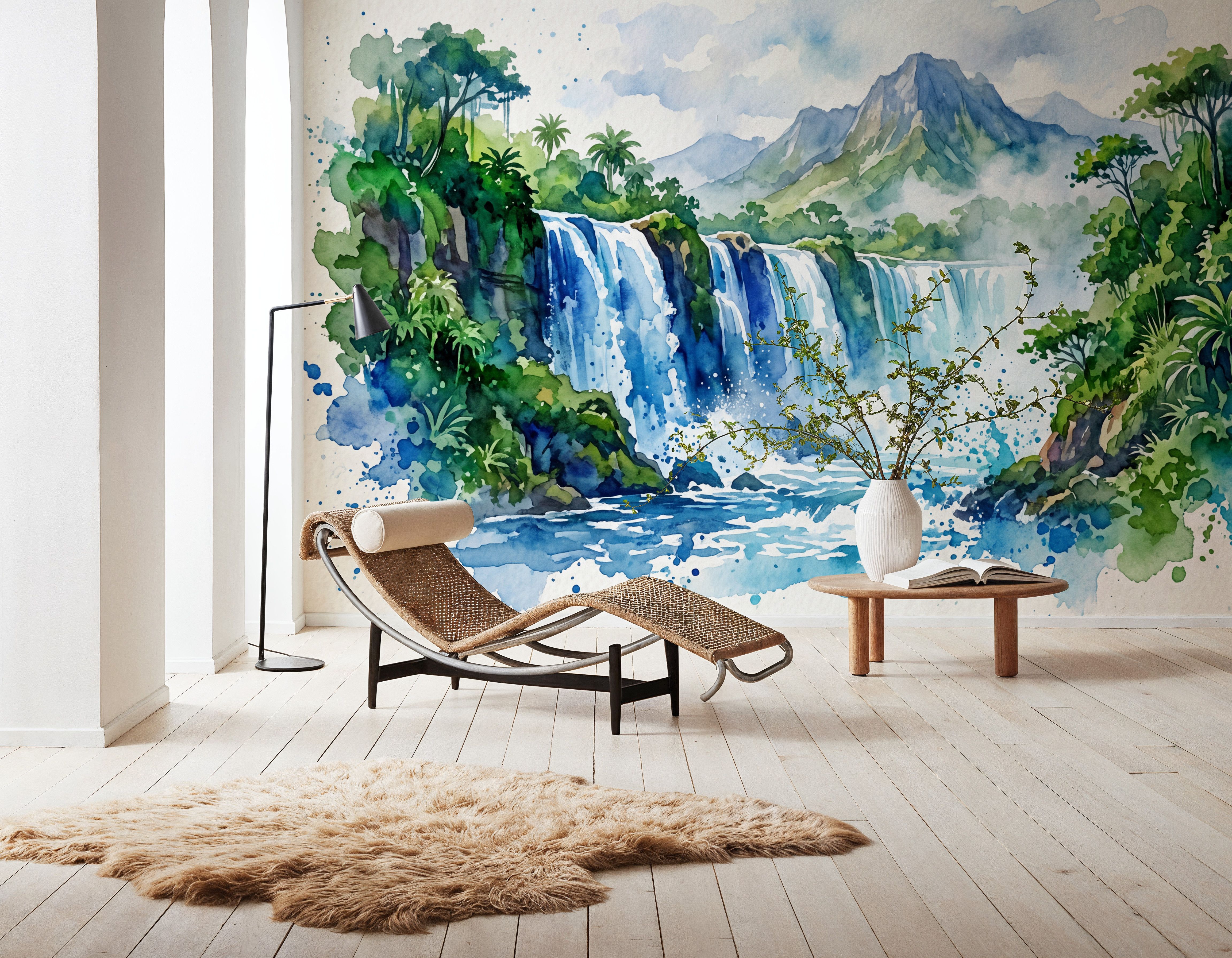 Tropical Waterfall - Watercolor Landscapes Series