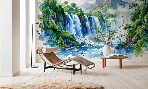 Tropical Waterfall - Watercolor Landscapes Series