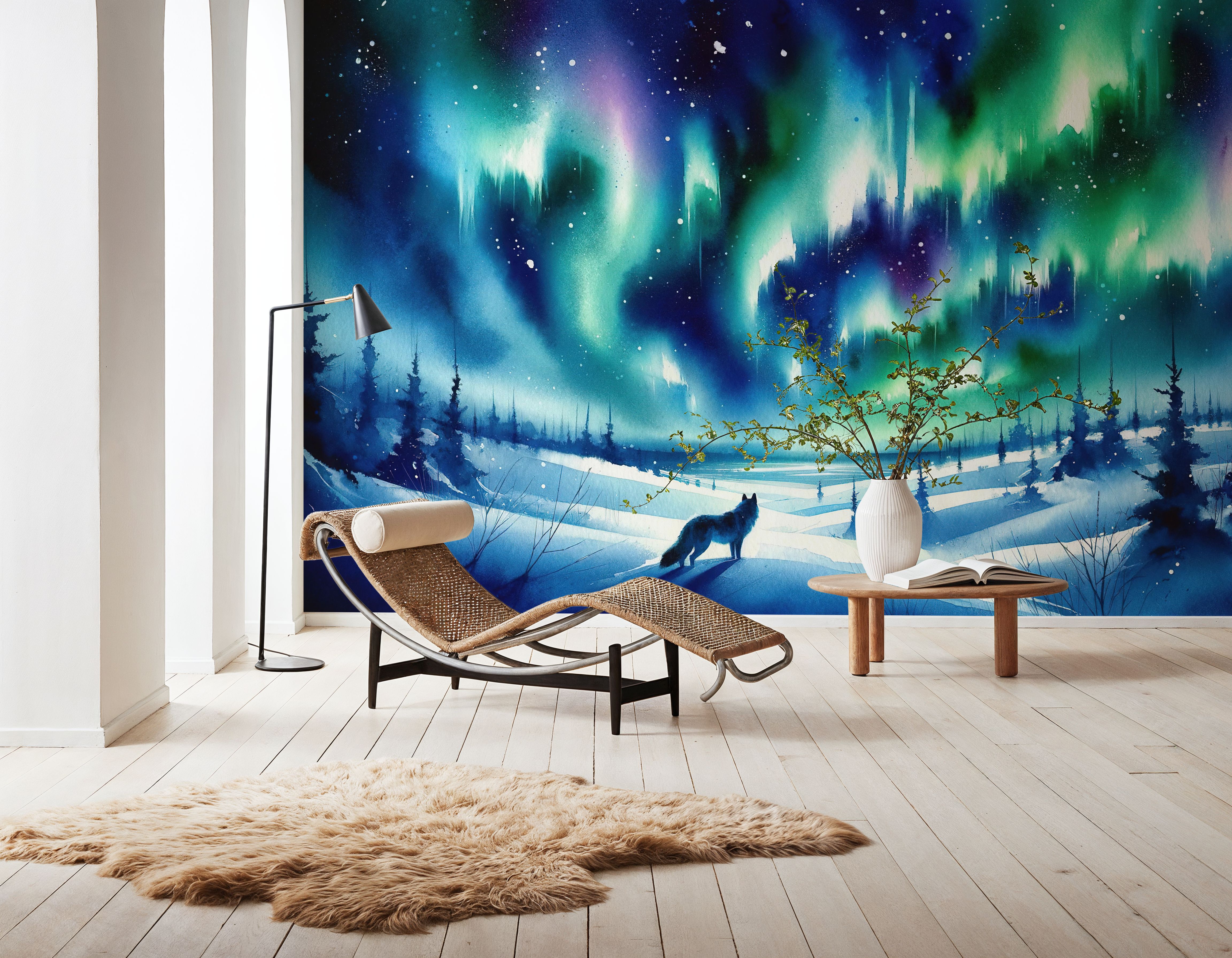Arctic Fox and Northern Lights