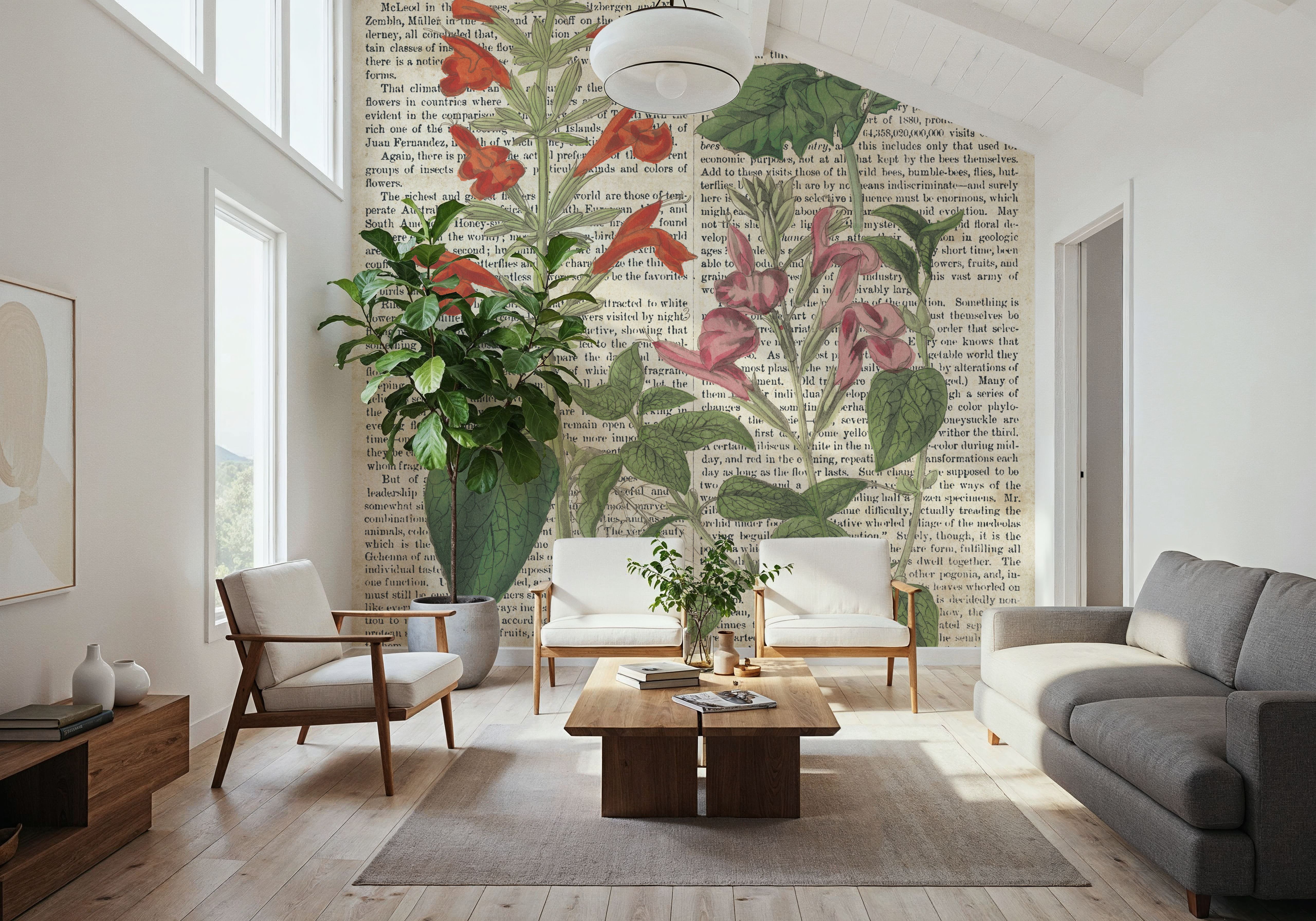 Salvia Florals on Newsprint I