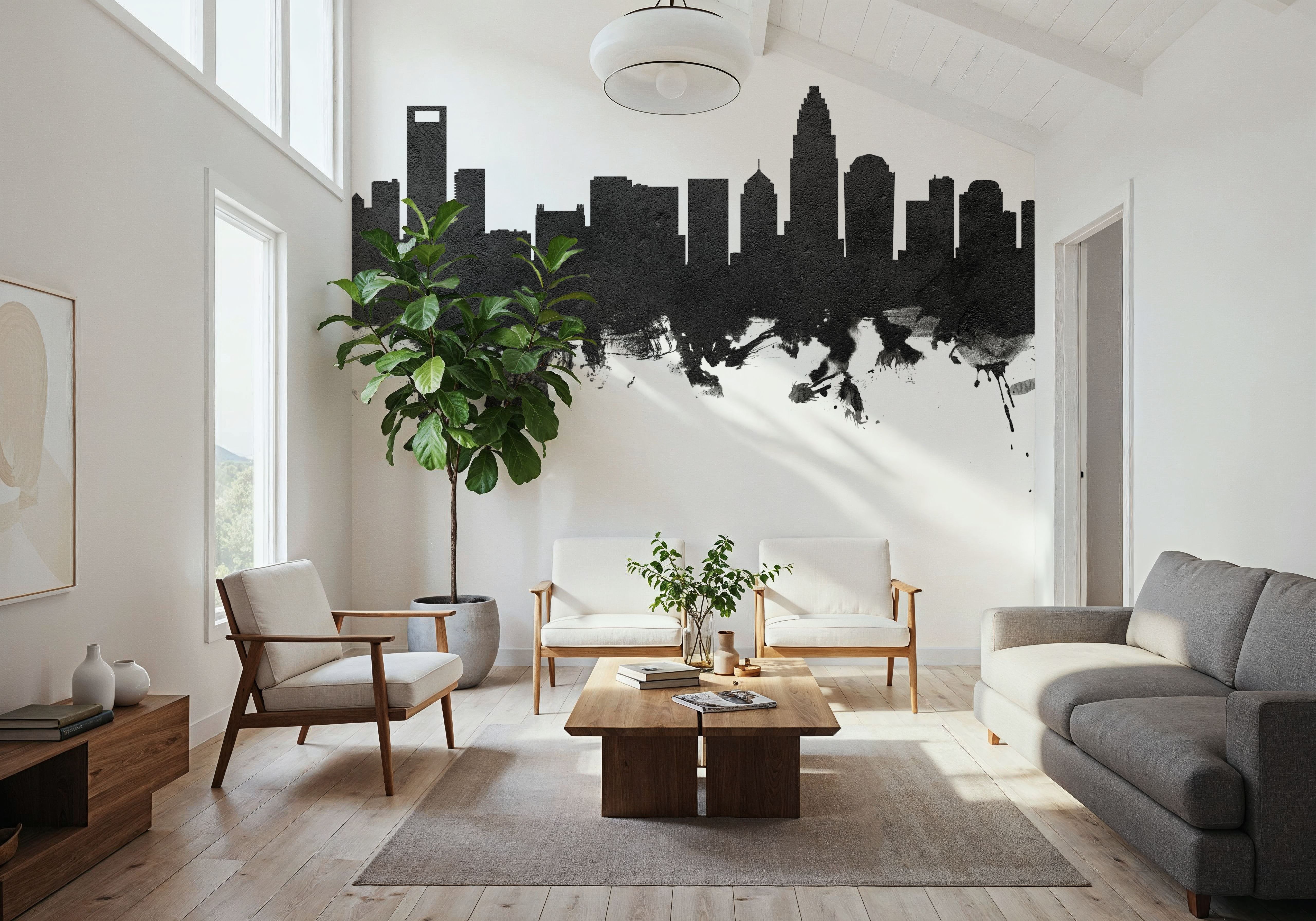 Charlotte North Carolina Skyline Black & White