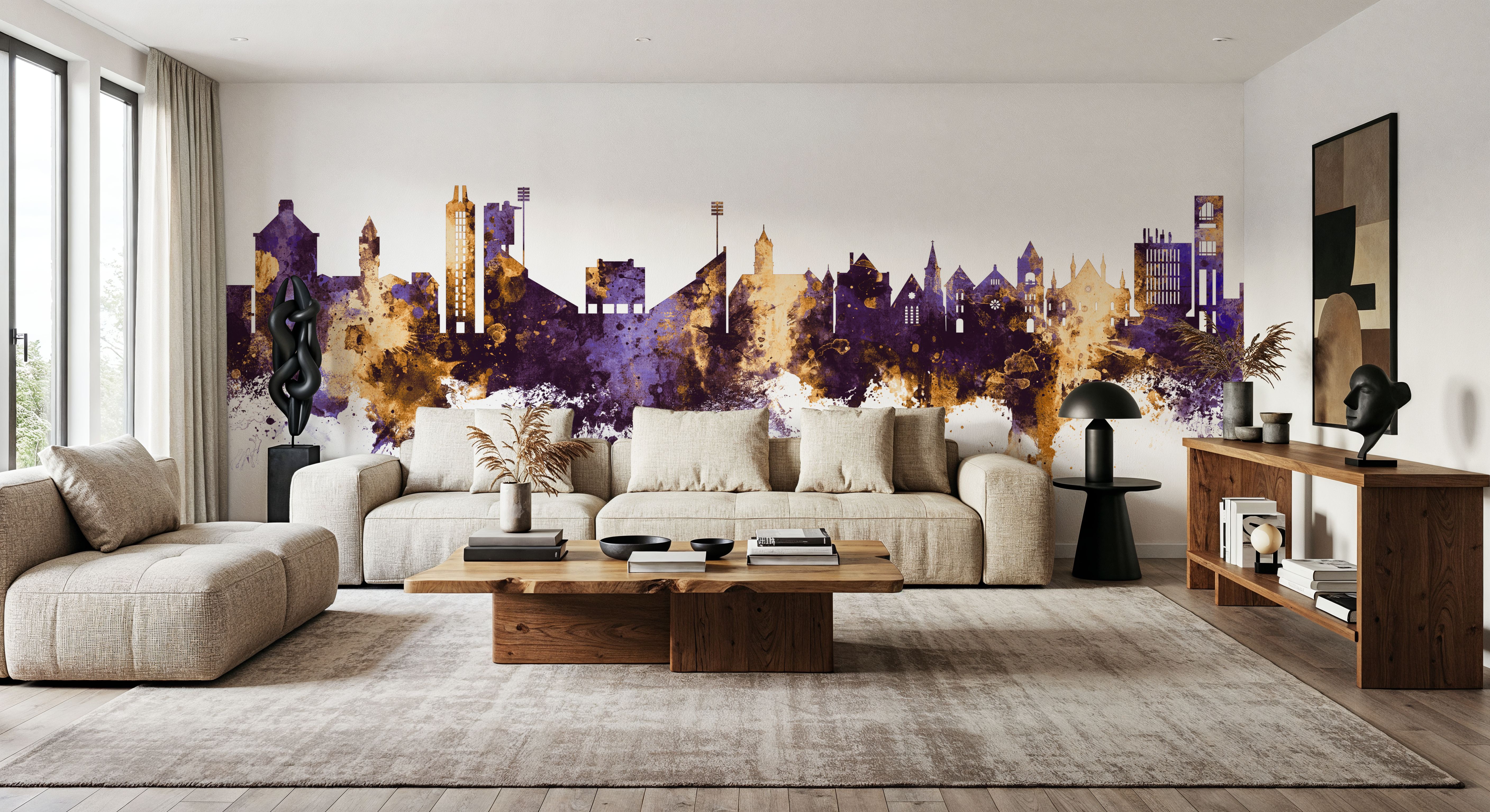 Lawrence Kansas Skyline Purple & Gold