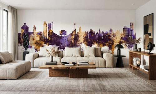Lawrence Kansas Skyline Purple & Gold