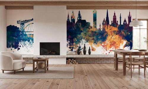 Glasgow Scotland Skyline Blue & Bronze