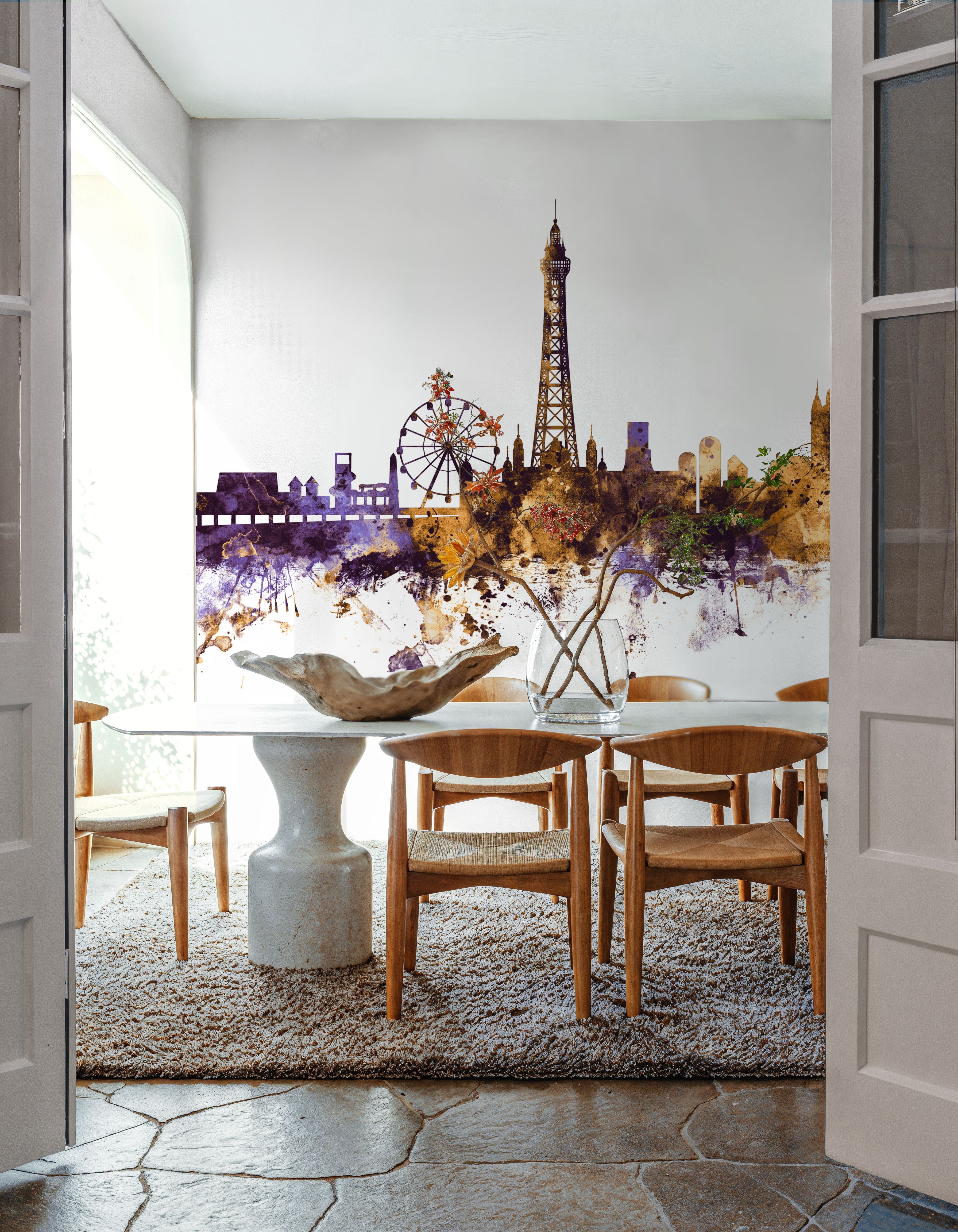 Blackpool England Skyline Purple & Gold