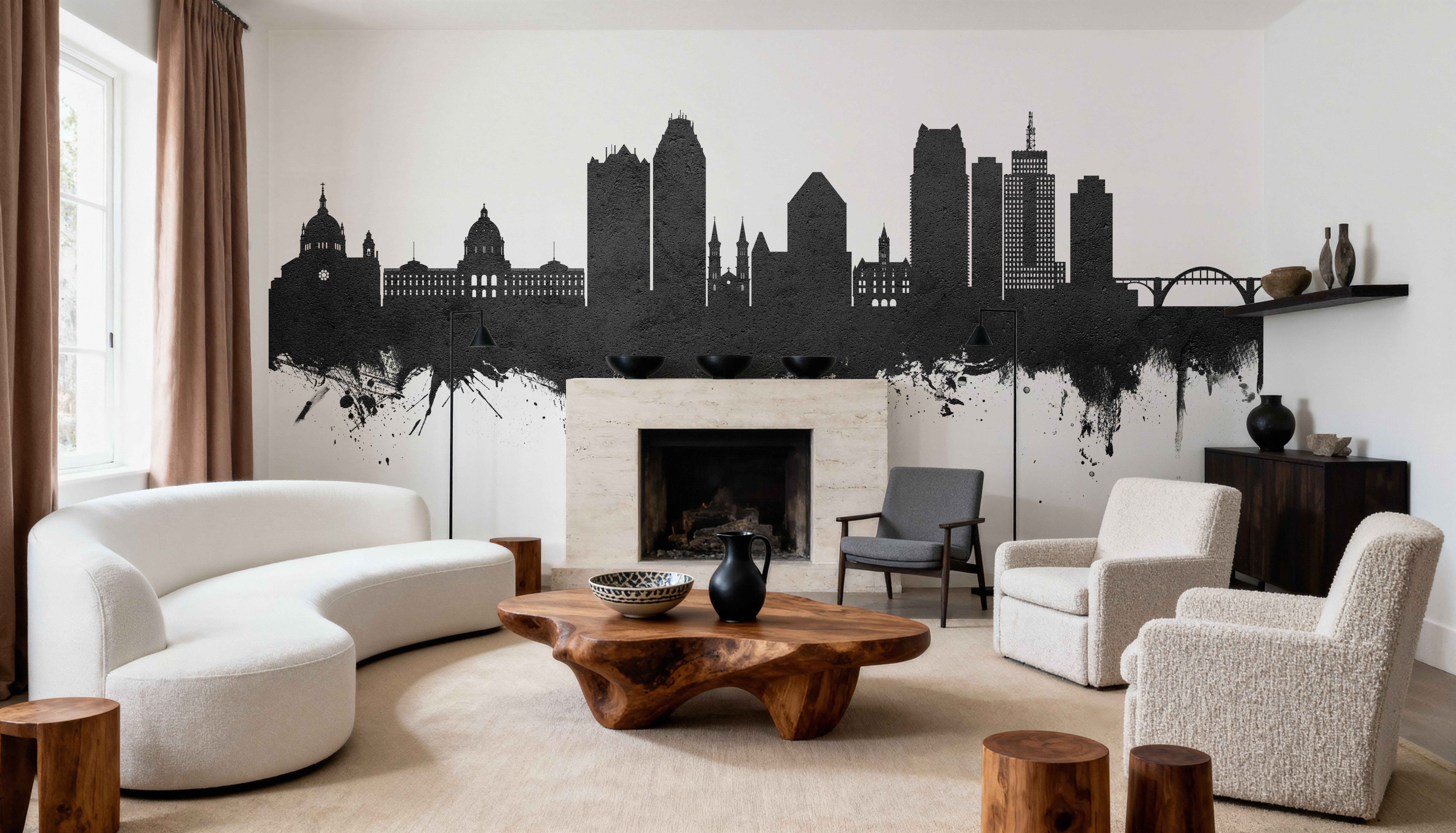 Saint Paul Minnesota Skyline Black & White