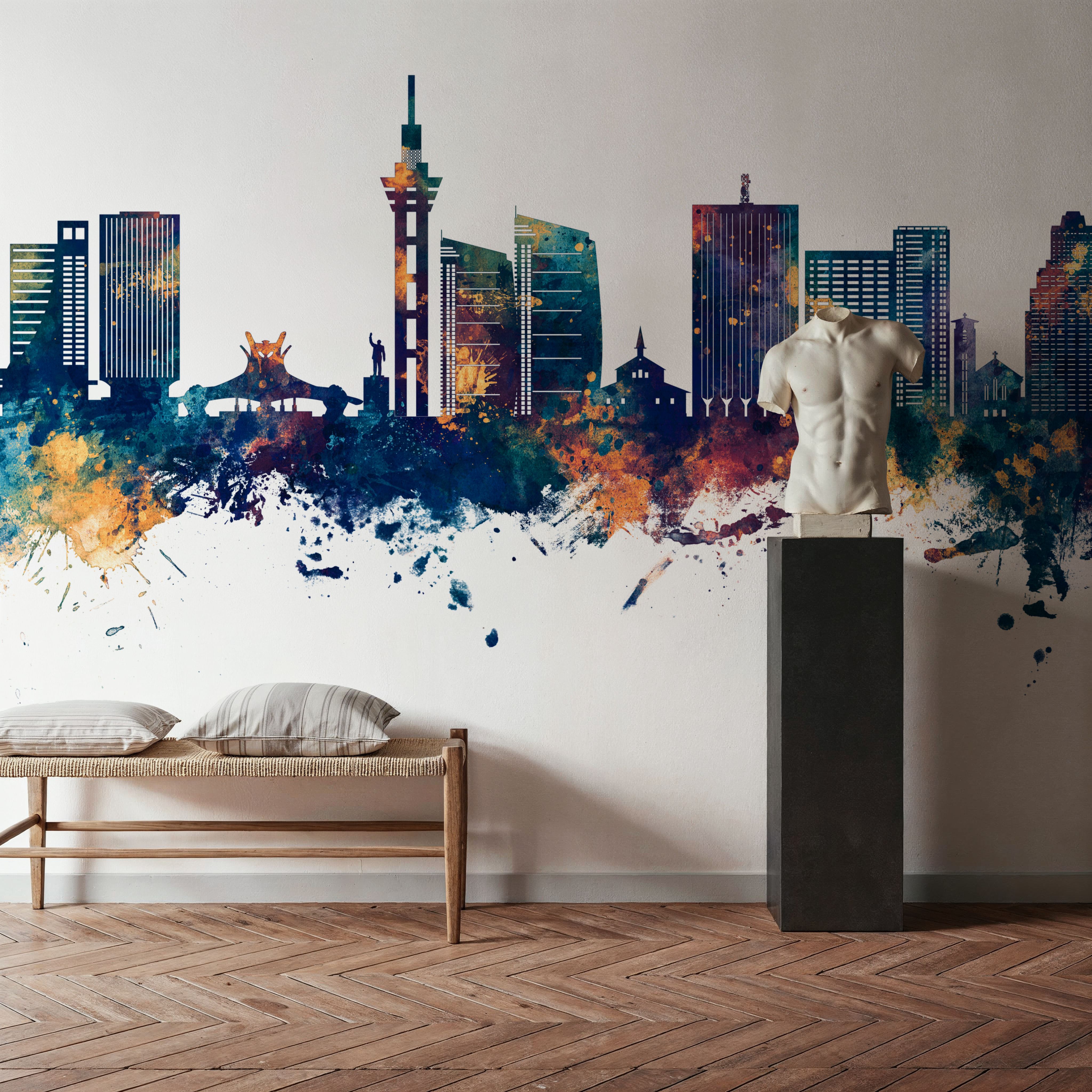 Kinshasa Skyline Blue & Bronze