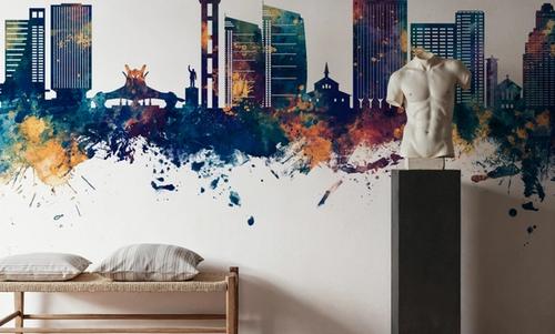 Kinshasa Skyline Blue & Bronze