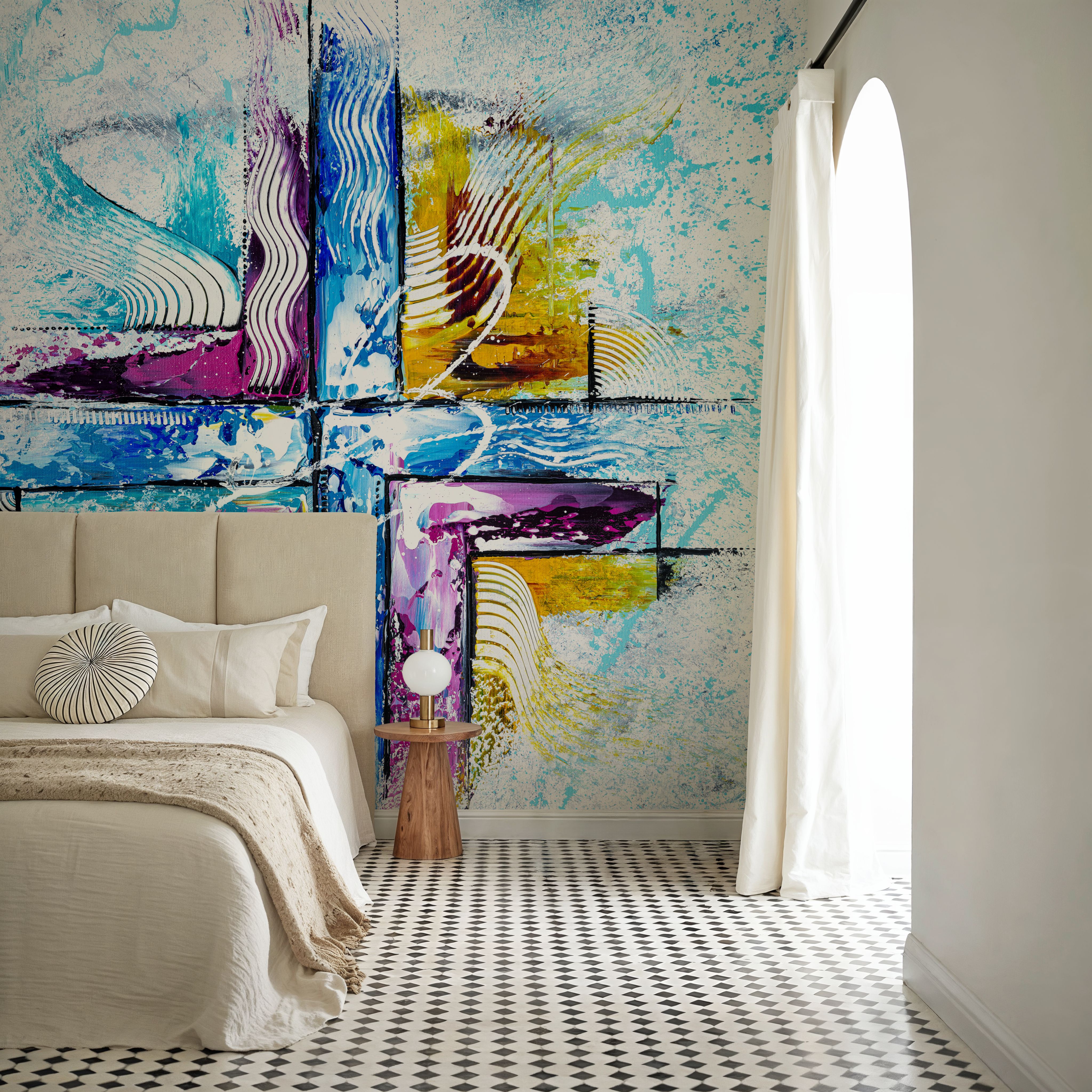 Mural de parede - Bruma - Abstrato Contemporâneo - Sala de jantar - Wallism Portugal - Autoadesiva ou cola para parede