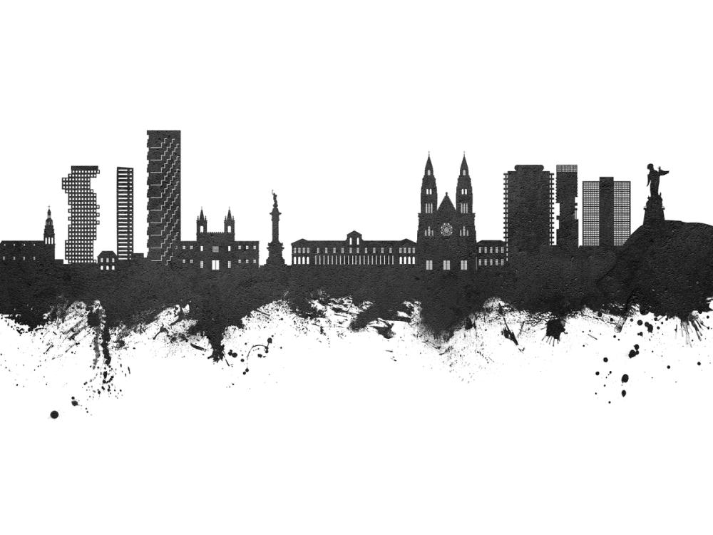 Quito Ecuador Skyline Black & White