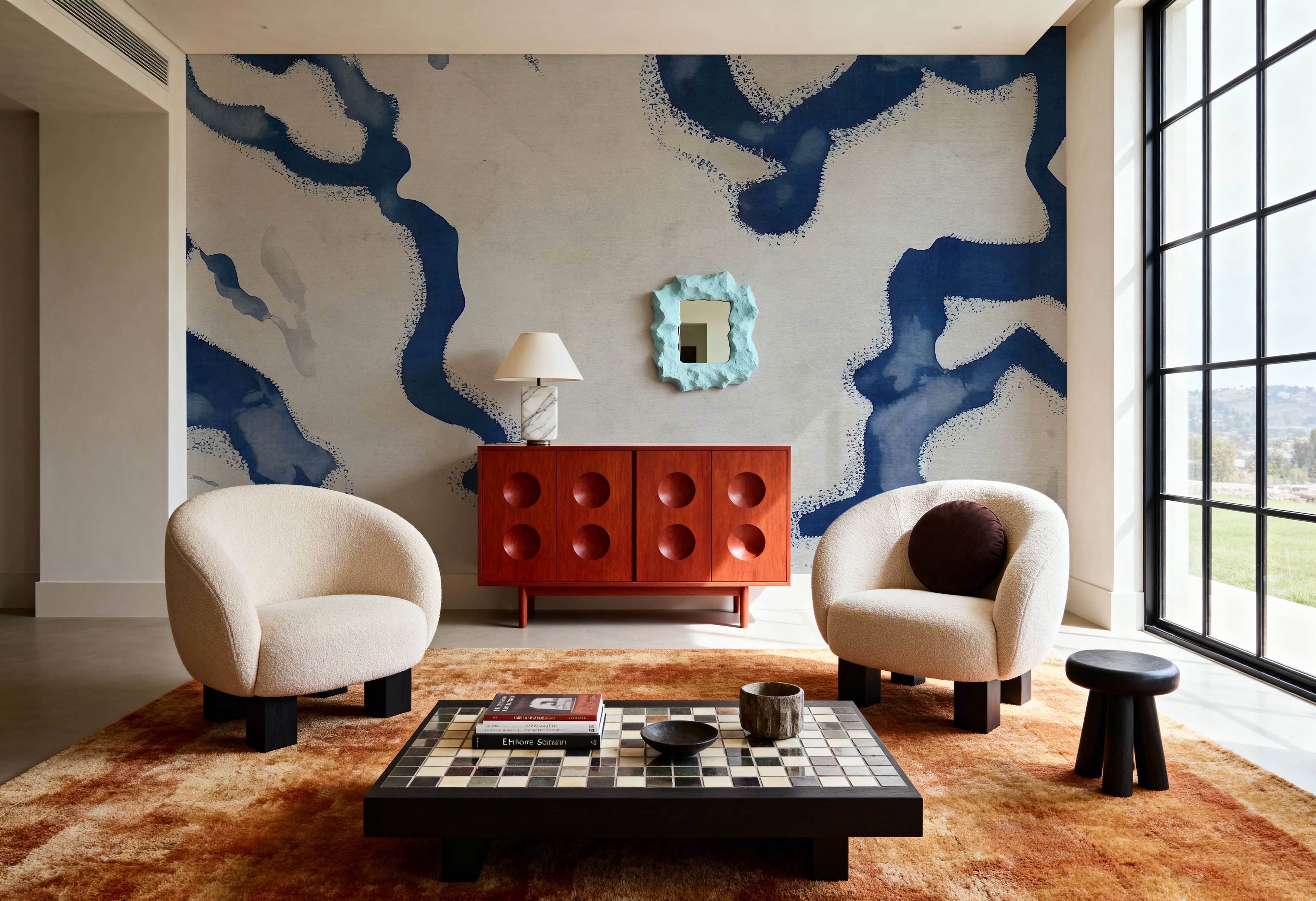 Abstract River Marks, Ocean Blue