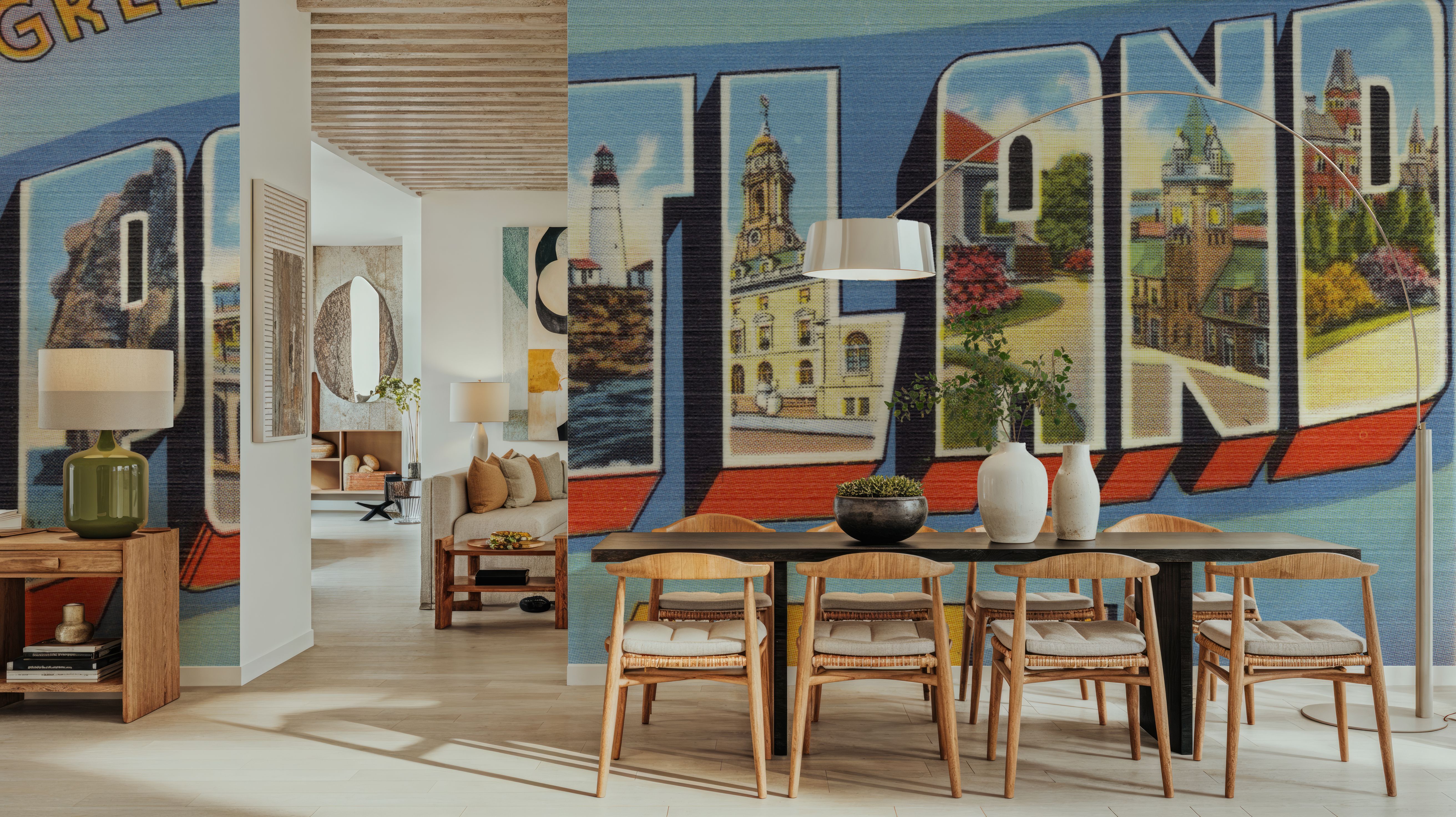 Greetings from Portland MA. - Screenprint Postcard