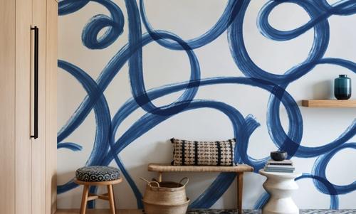 Curly Brush Lines, Blue