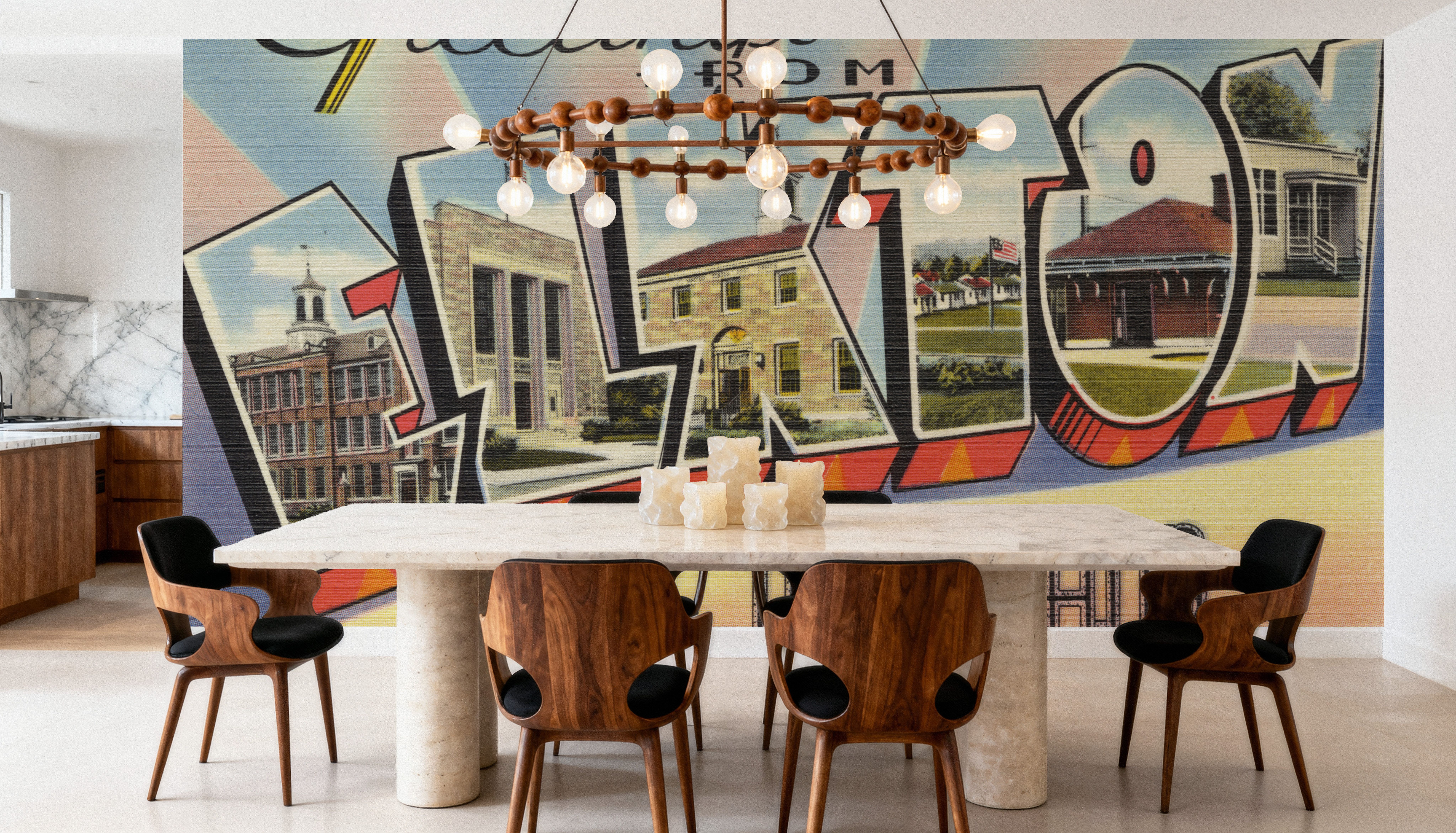 Greetings from Elkton - Screenprint Postcard, Wallpaper