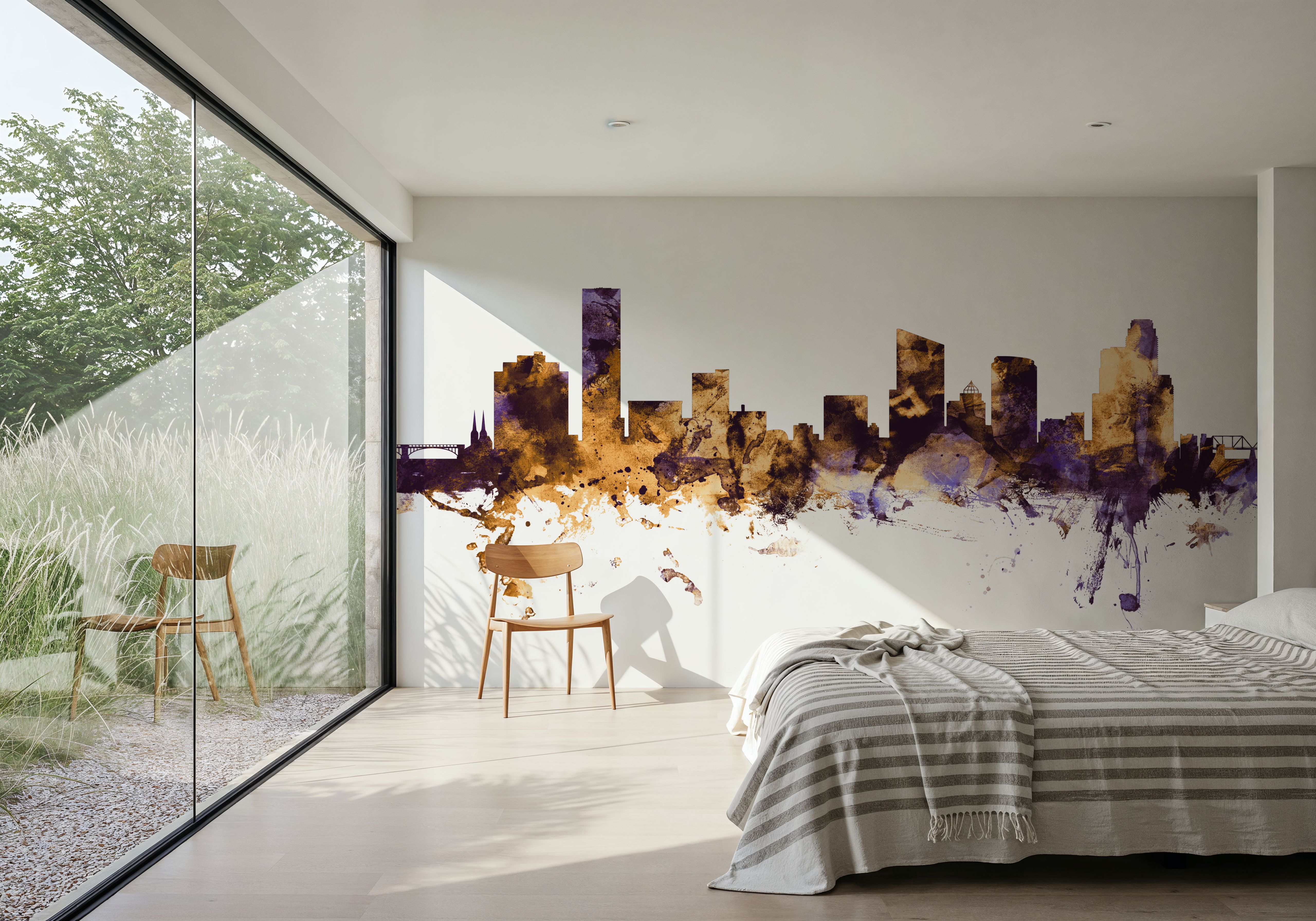 Grand Rapids Michigan Skyline Purple & Gold