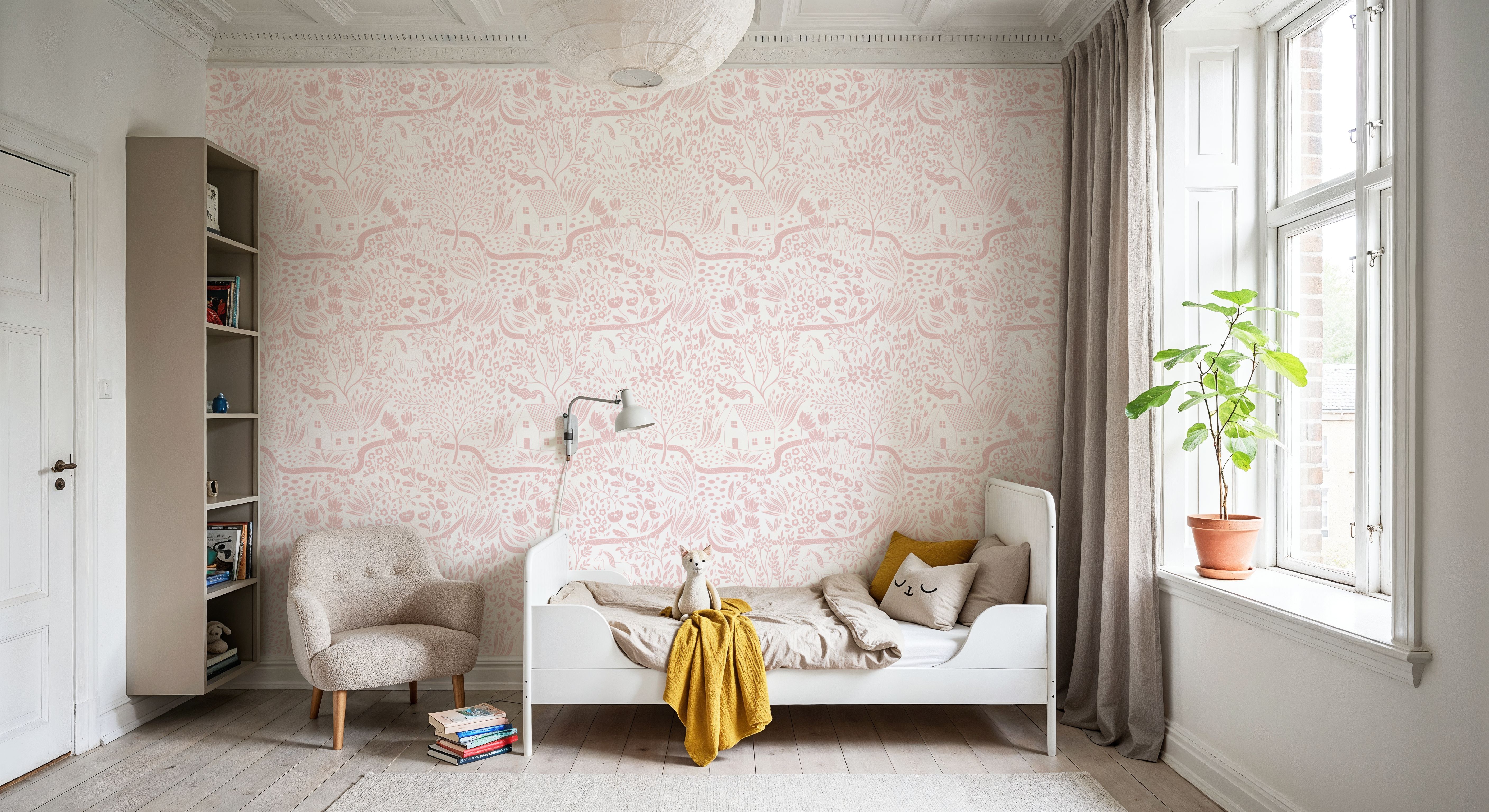 Countryside, Pink on White