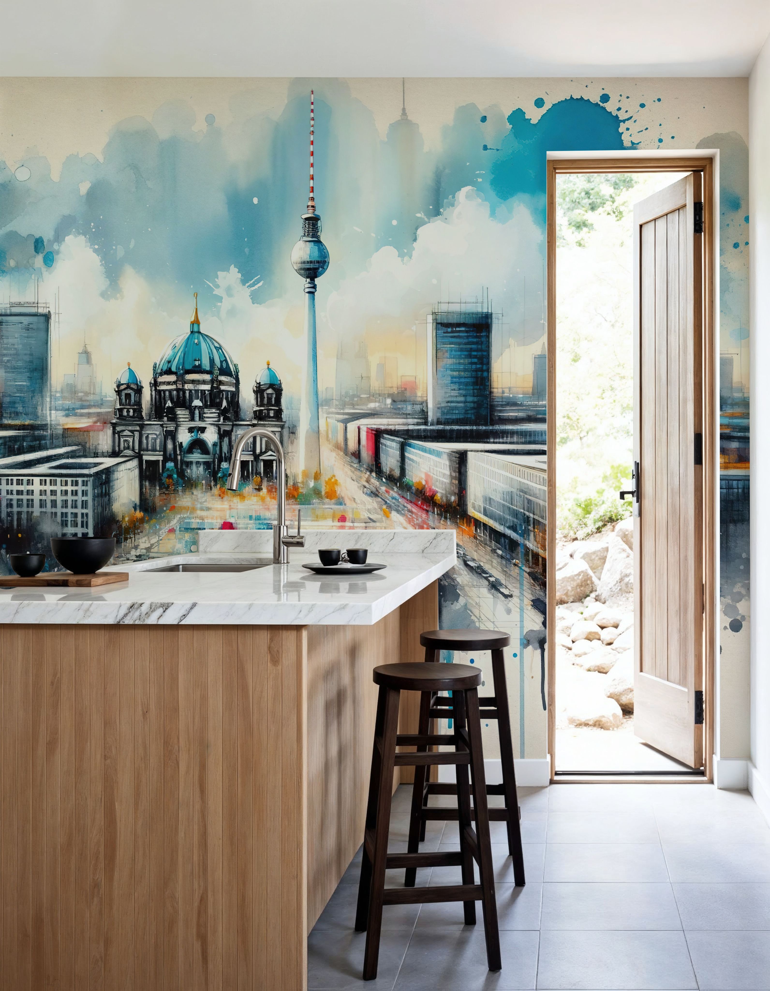 Watercolor Modern Architecture In Berlin