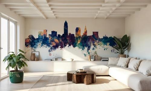 Cleveland Ohio Skyline Blue & Bronze
