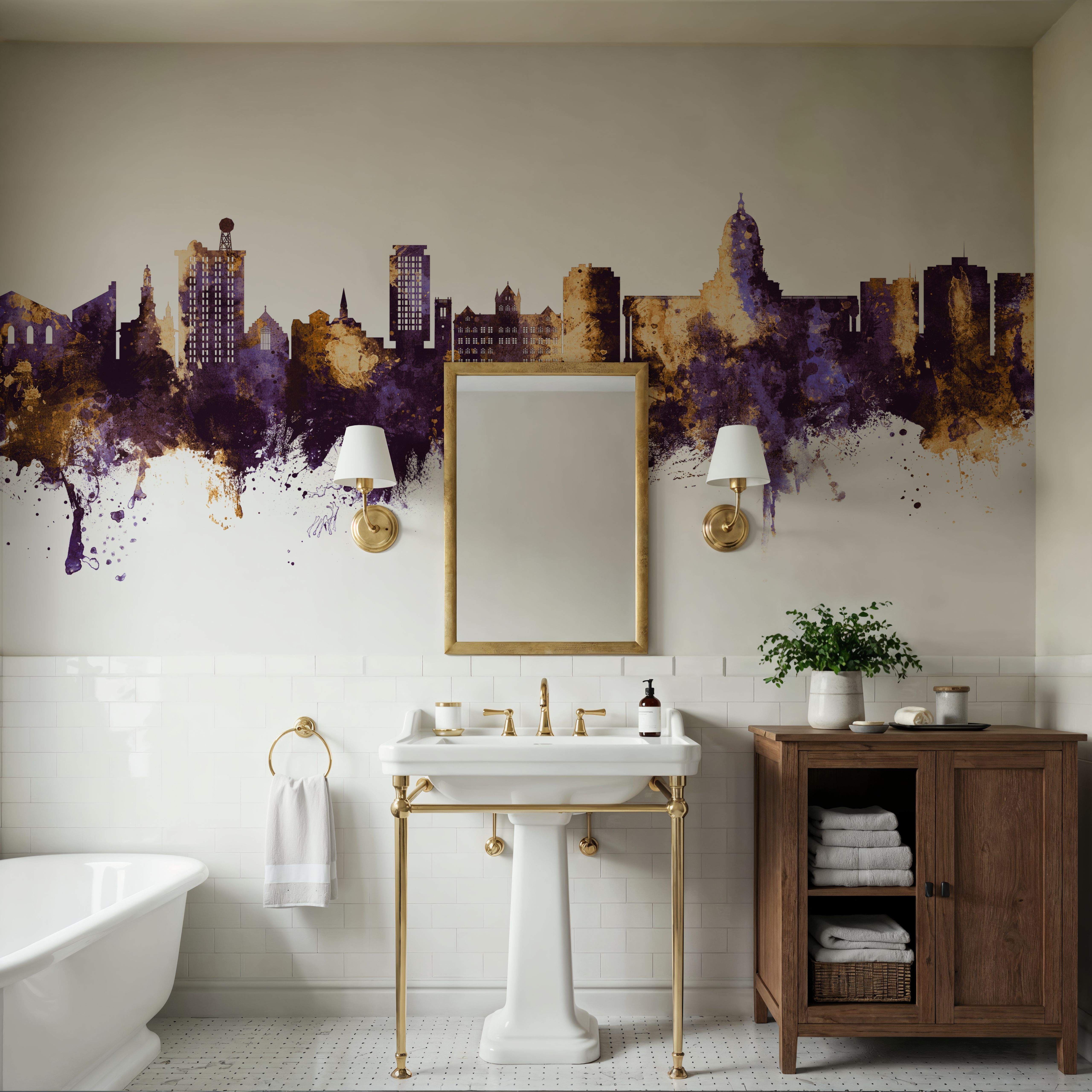 Madison Wisconsin Skyline Purple & Gold