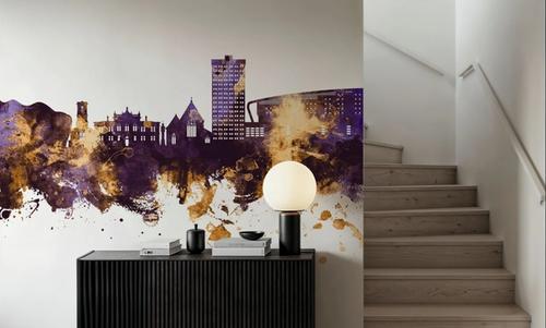 Gateshead England Skyline Purple & Gold