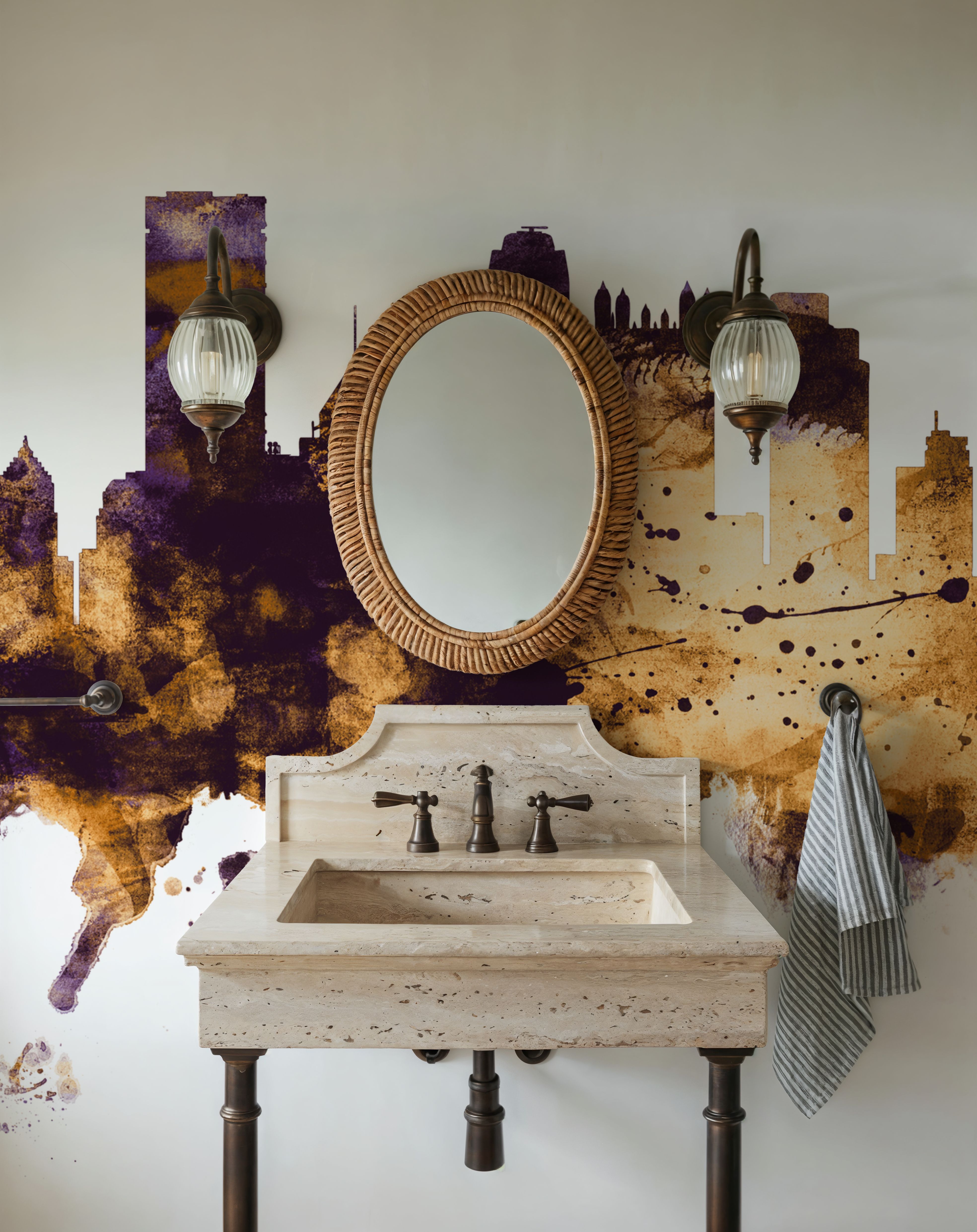 Pittsburg Pennsylvania Skyline Purple & Gold