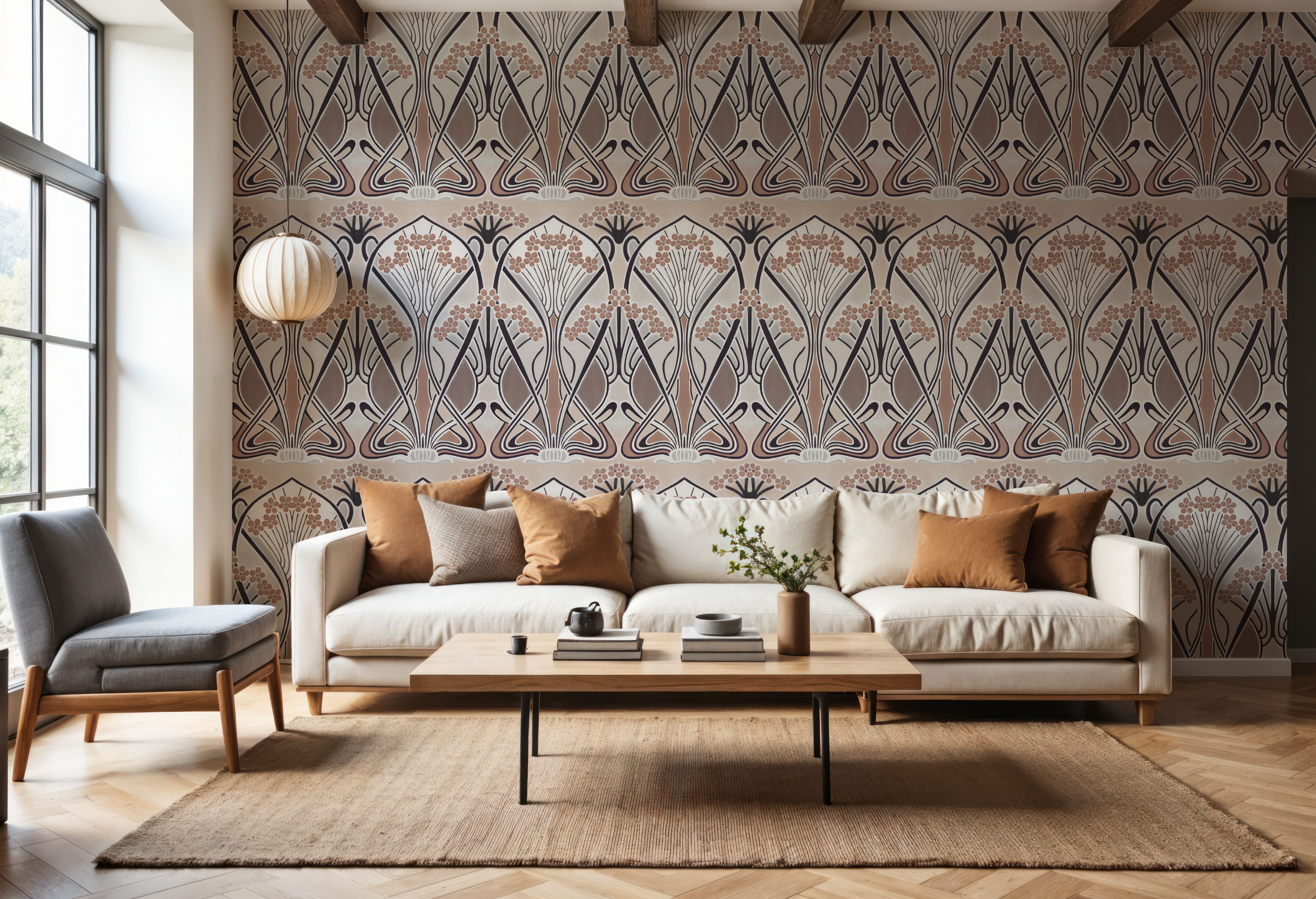 Floral Art Deco Aura, Walnut Dust