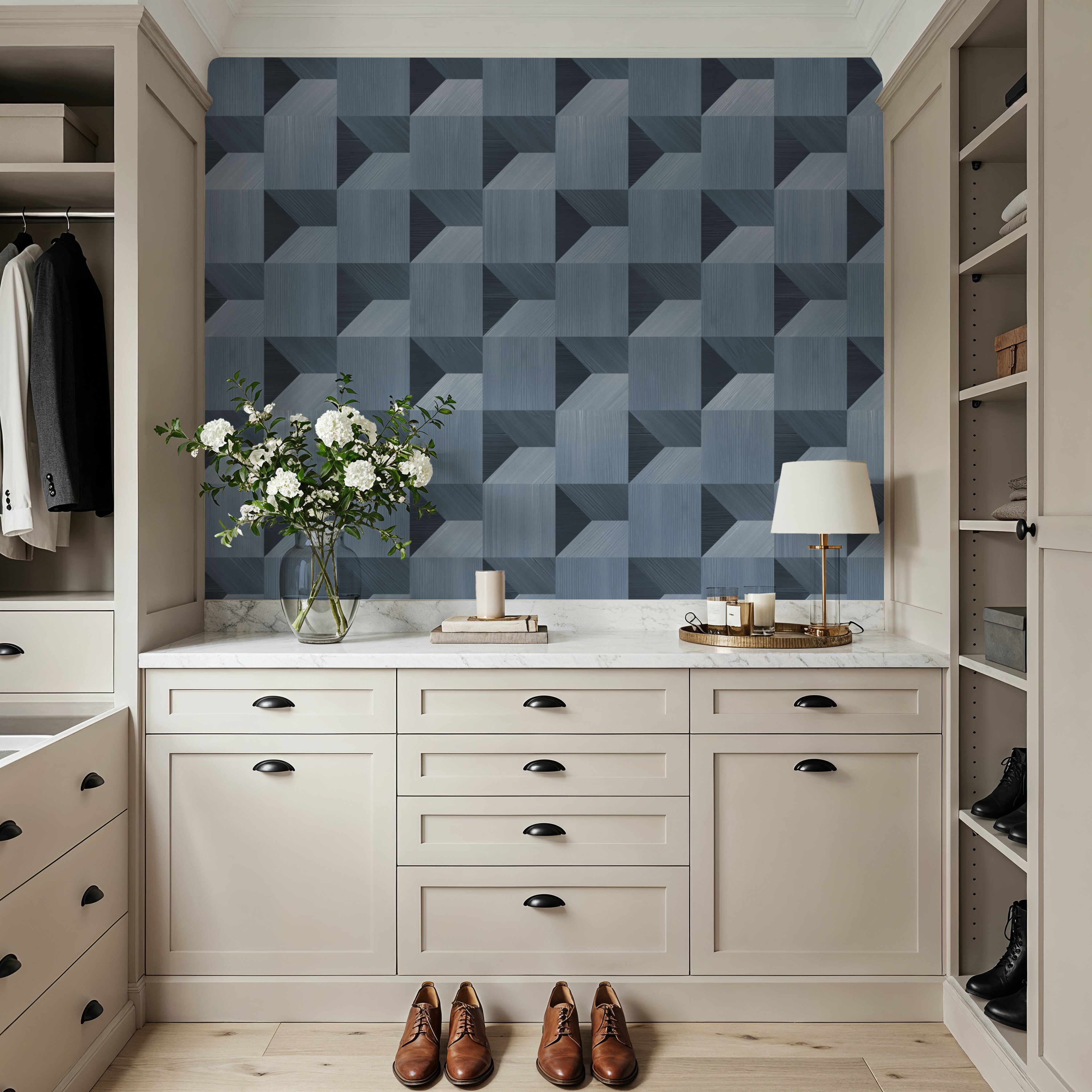 Illusion Box Marquetry, Blue