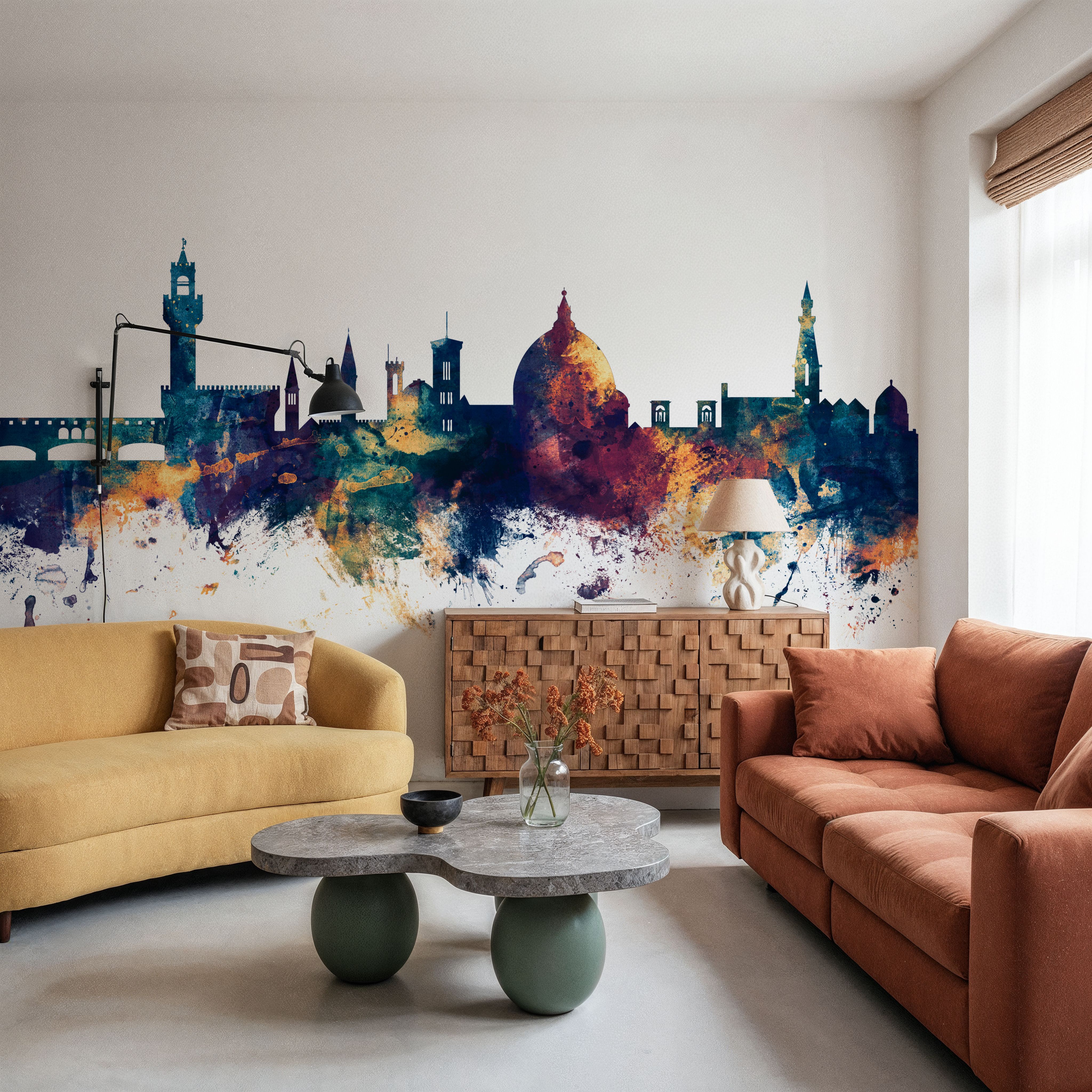 Florence Italy Skyline Blue & Bronze