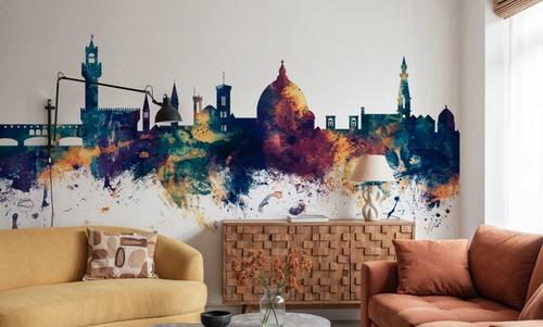 Florence Italy Skyline Blue & Bronze