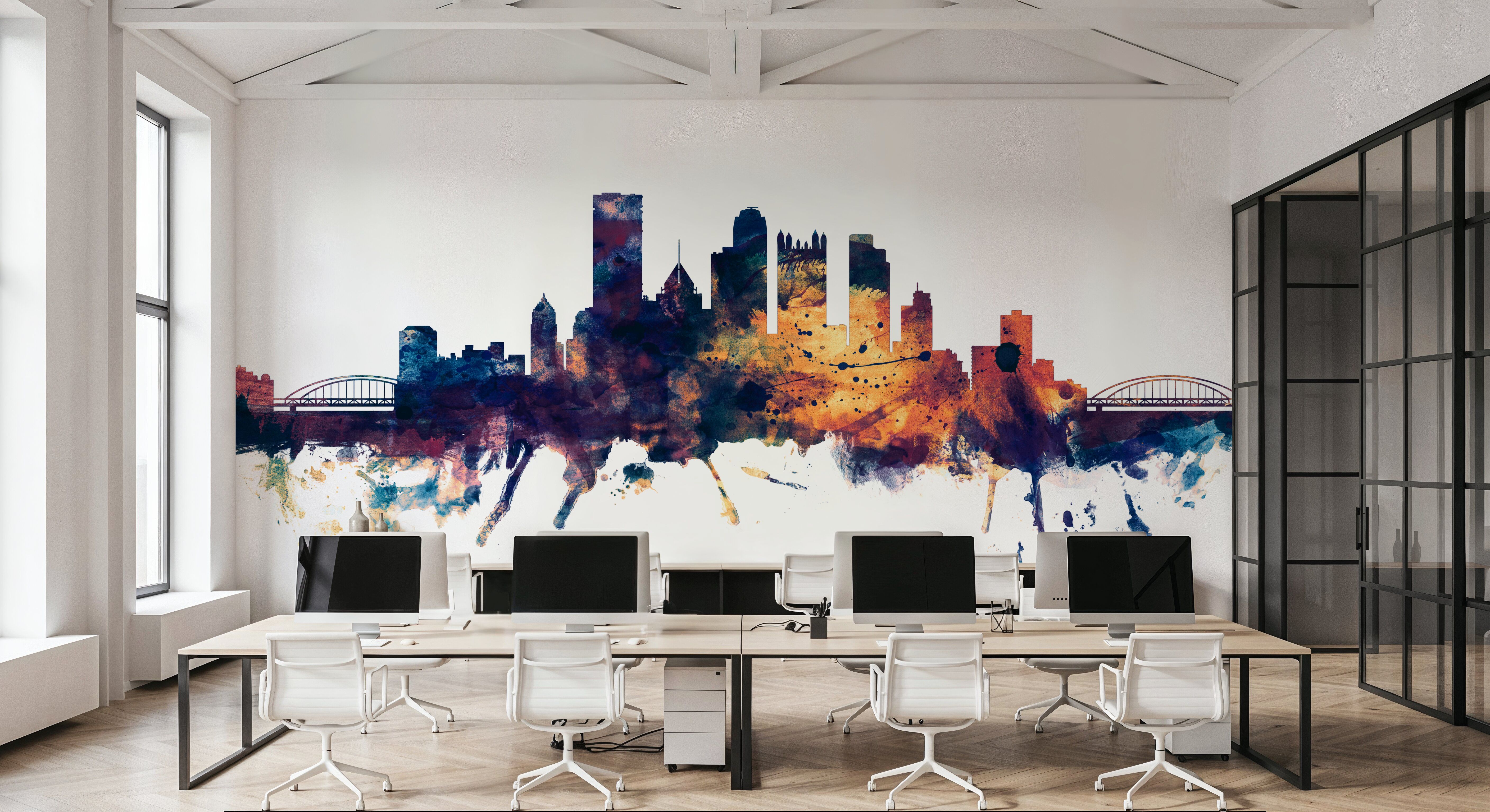 Pittsburg Pennsylvania Skyline Blue & Bronze