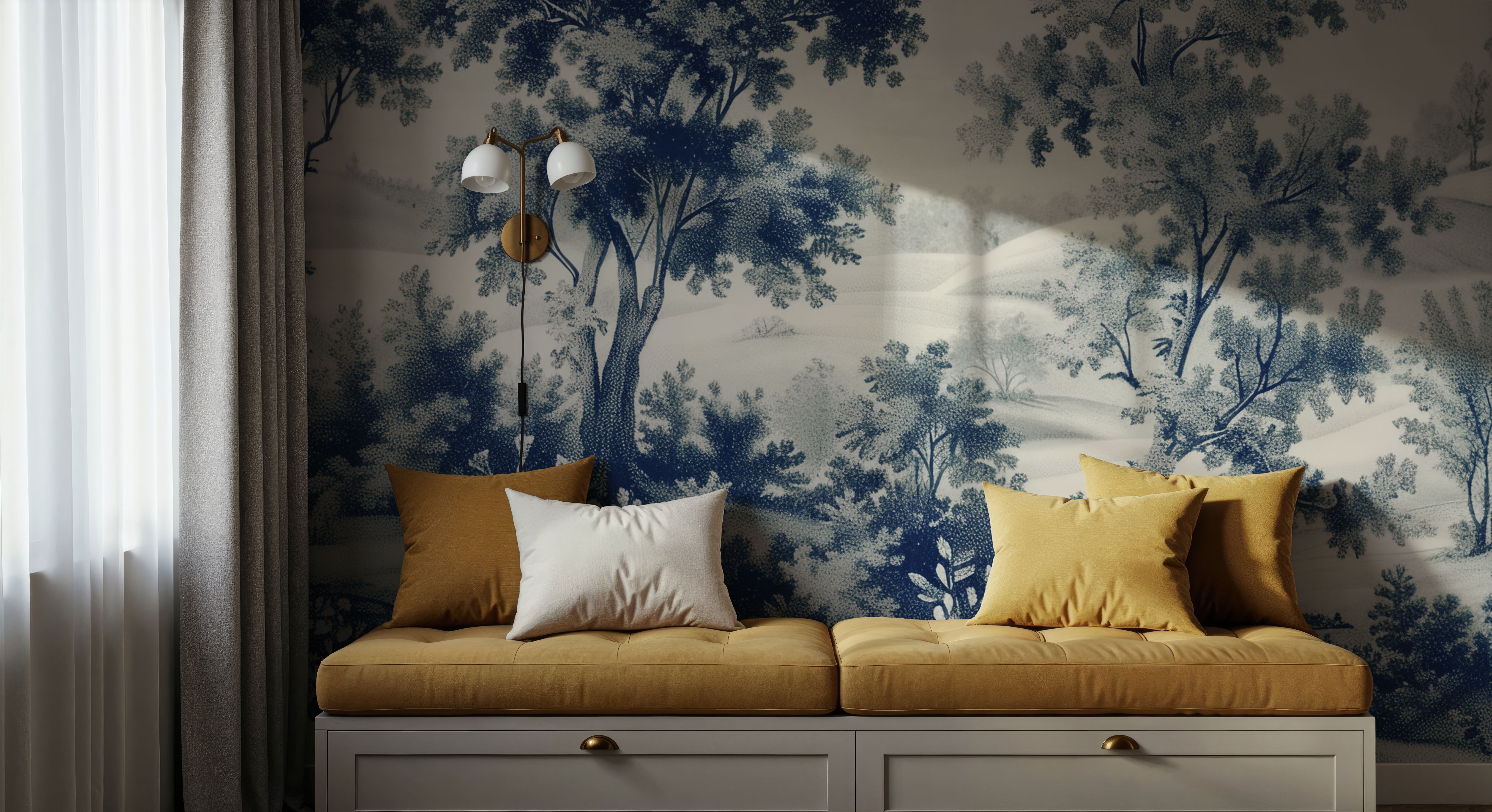 Pastoral Toile, Royal Blue